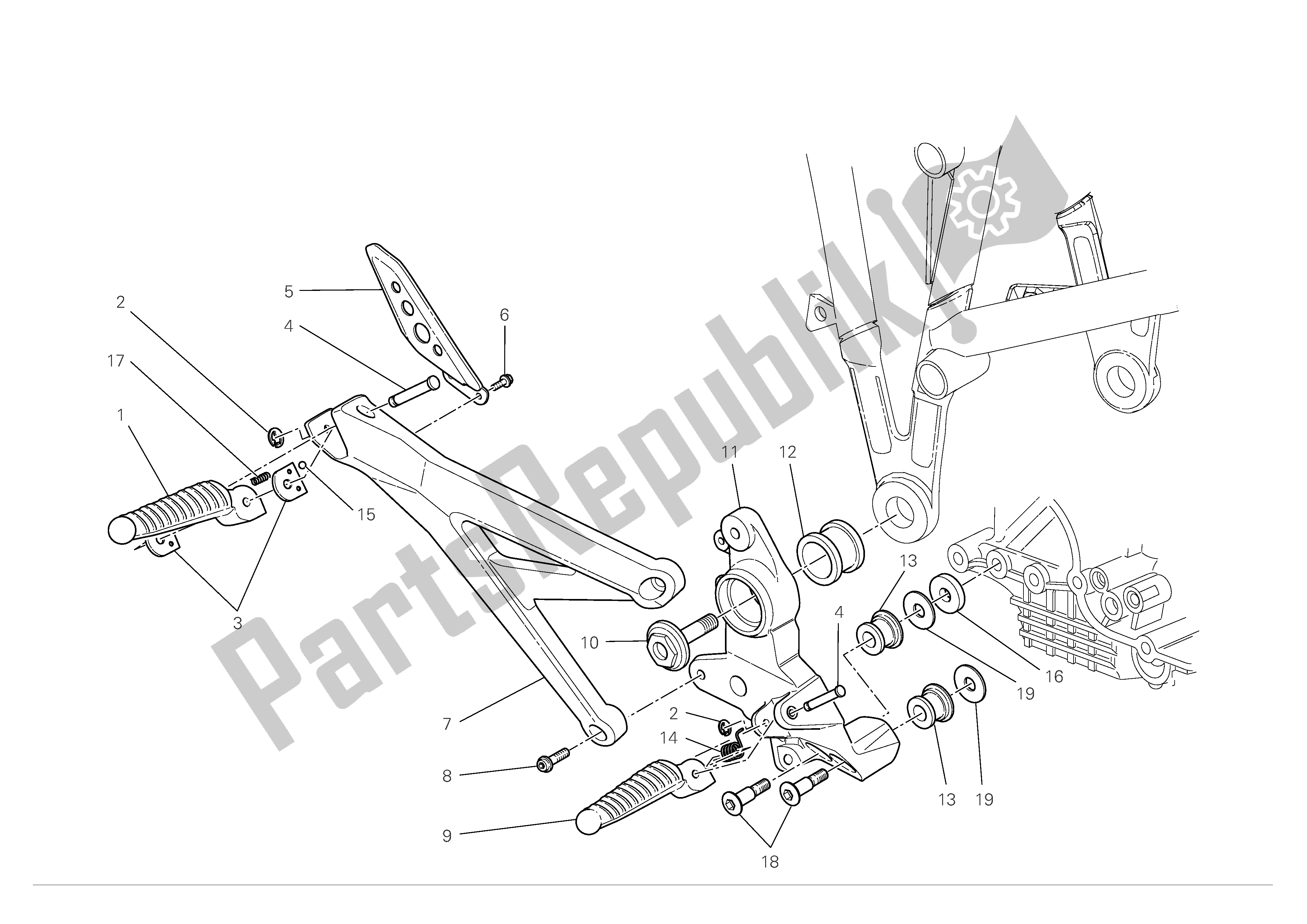 Tutte le parti per il R. H. Poggiapiedi del Ducati Multistrada S 1100 2008