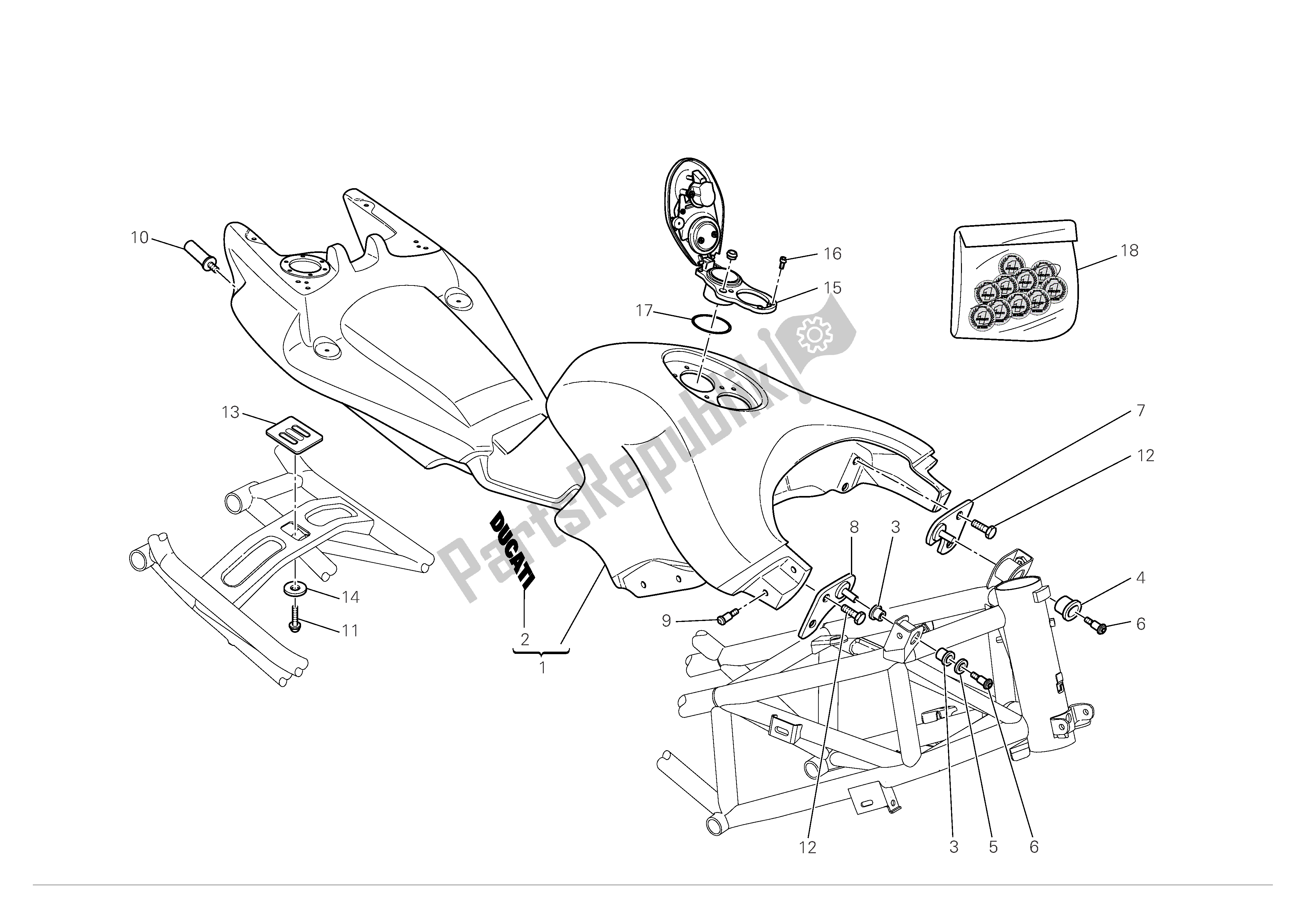 Alle onderdelen voor de Benzinetank van de Ducati Multistrada S 1100 2008