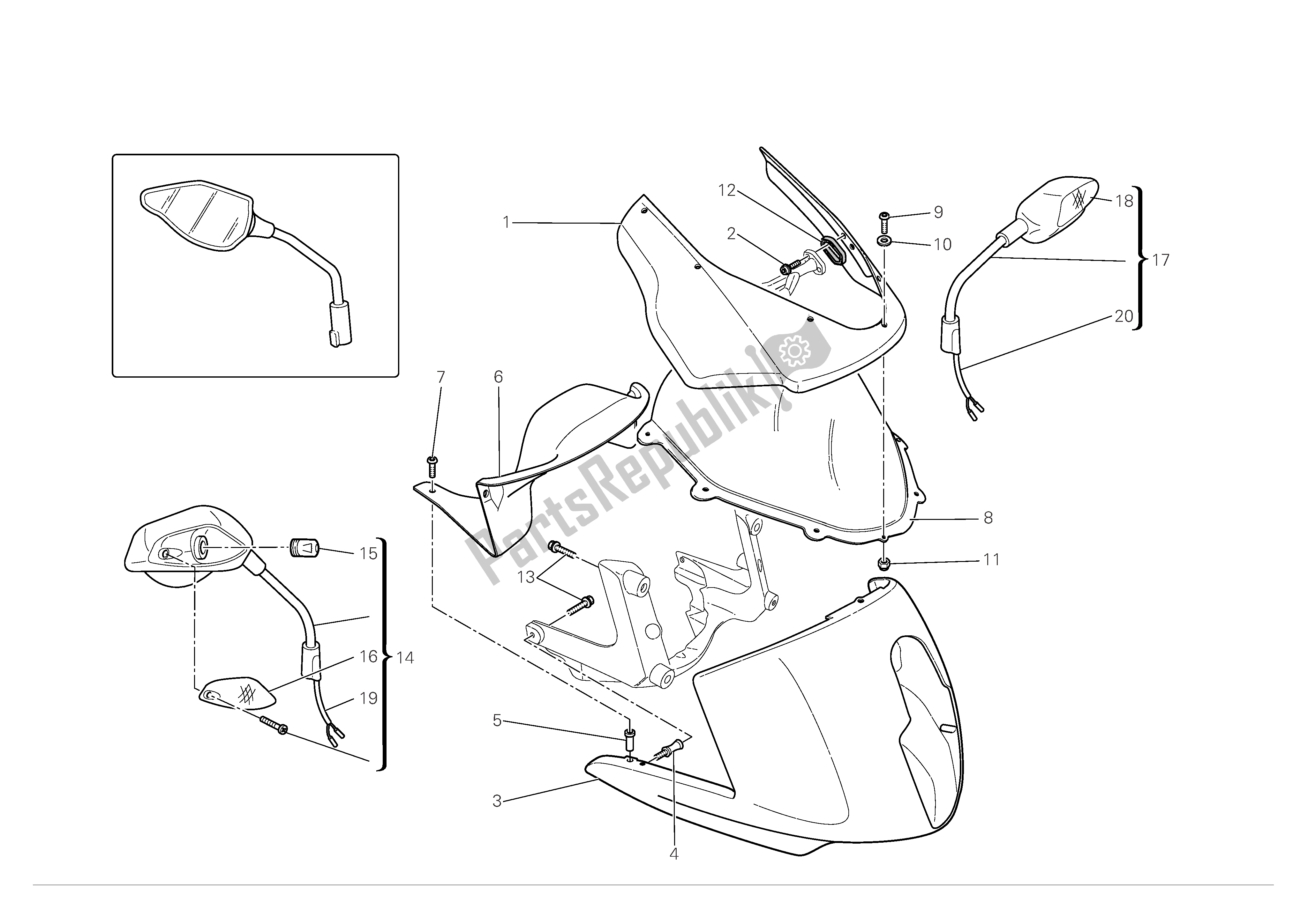 Alle onderdelen voor de Koplamp Kuip van de Ducati Multistrada S 1100 2008