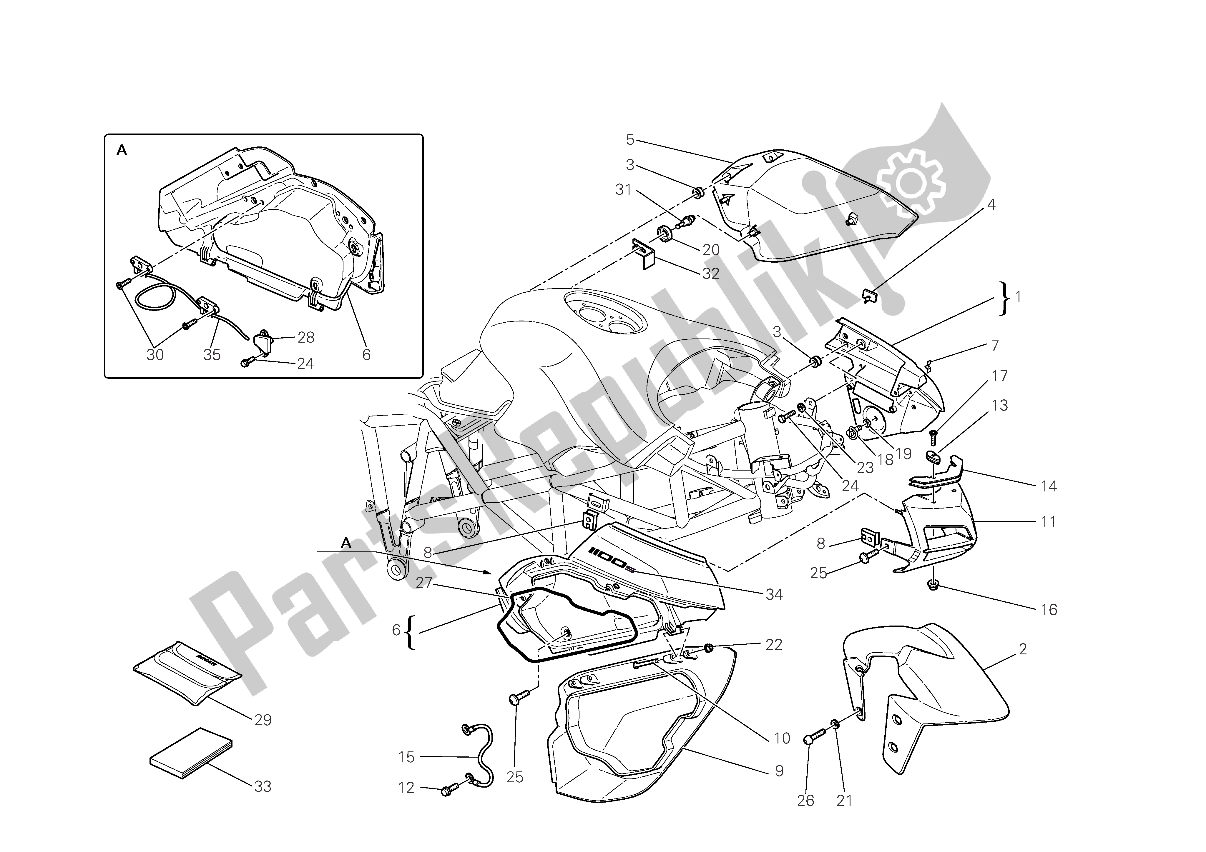 Alle onderdelen voor de Kuip van de Ducati Multistrada S 1100 2008