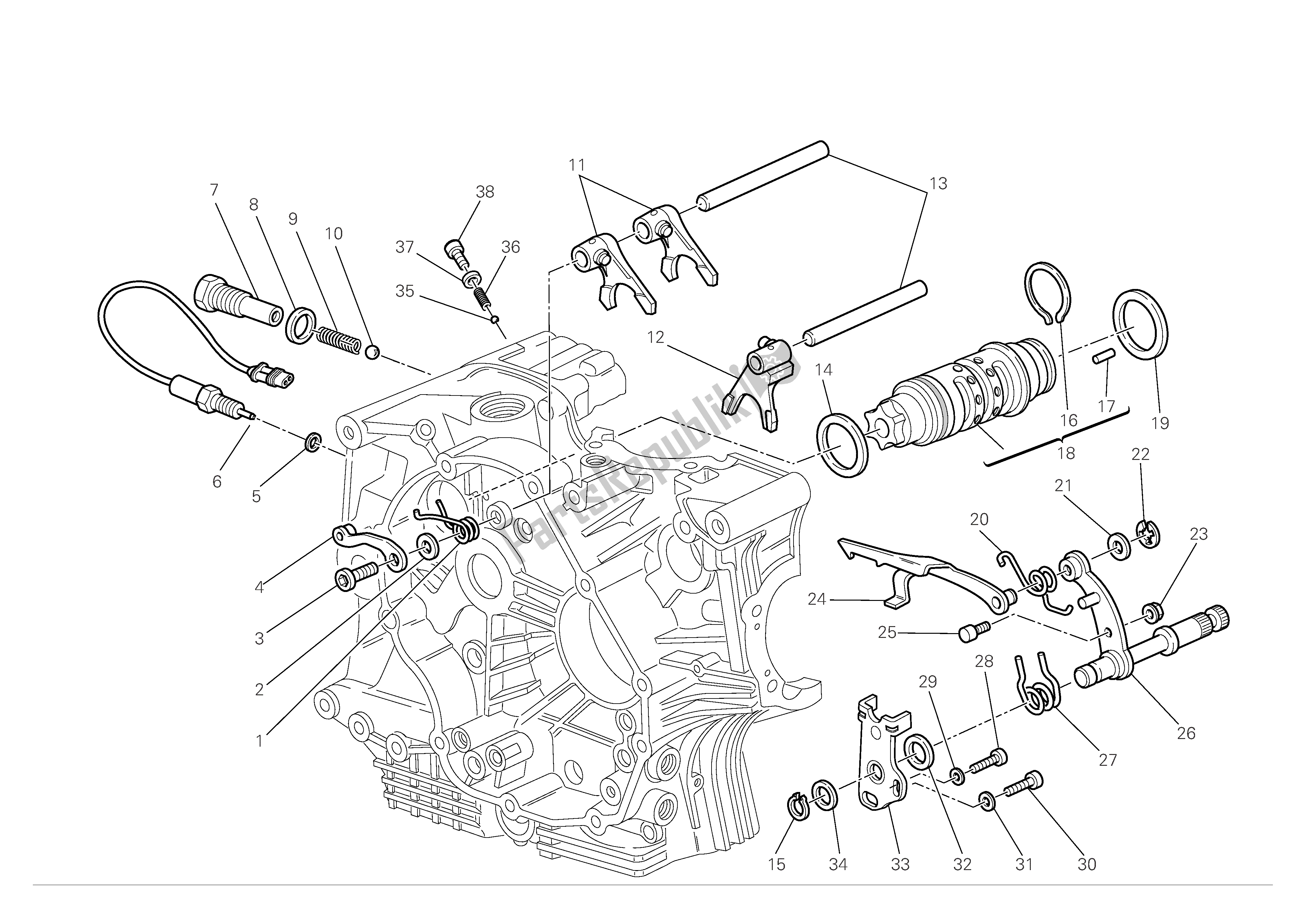 Alle onderdelen voor de Schakeling van de Ducati Multistrada S 1100 2008