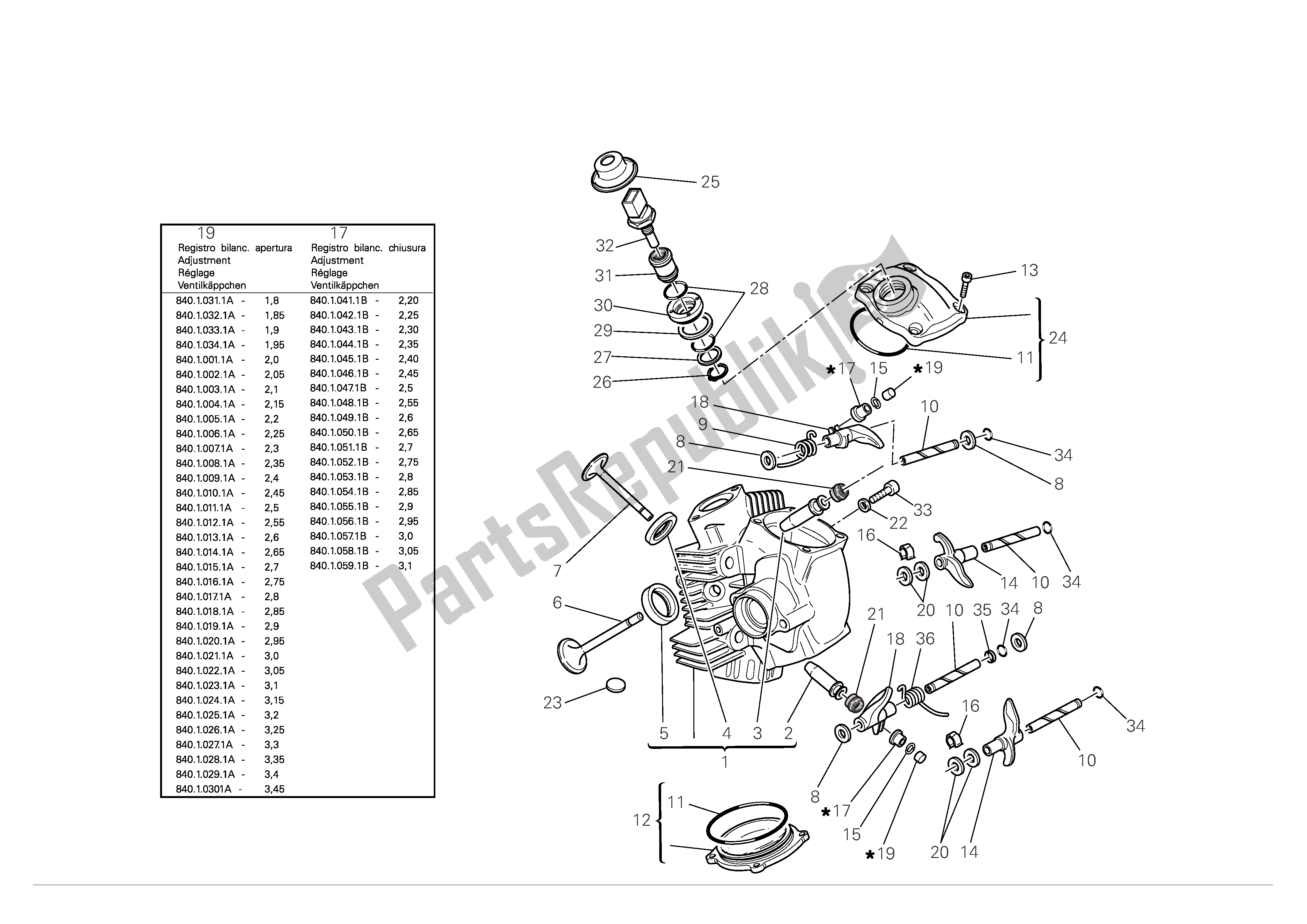 Todas las partes para Culata Horizontal de Ducati Multistrada S 1100 2008