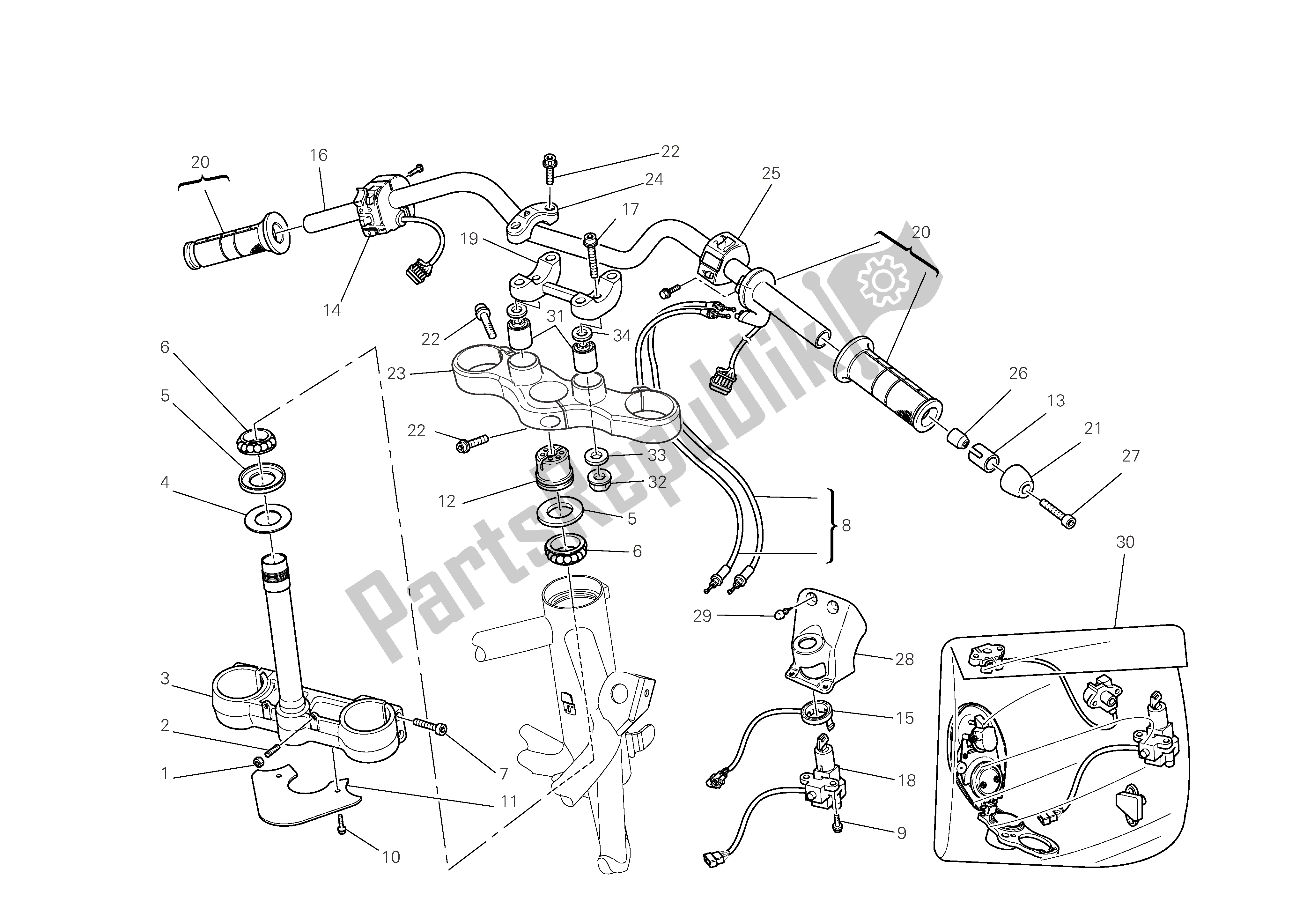 Todas las partes para Manillar Y Controles de Ducati Multistrada S 1100 2008