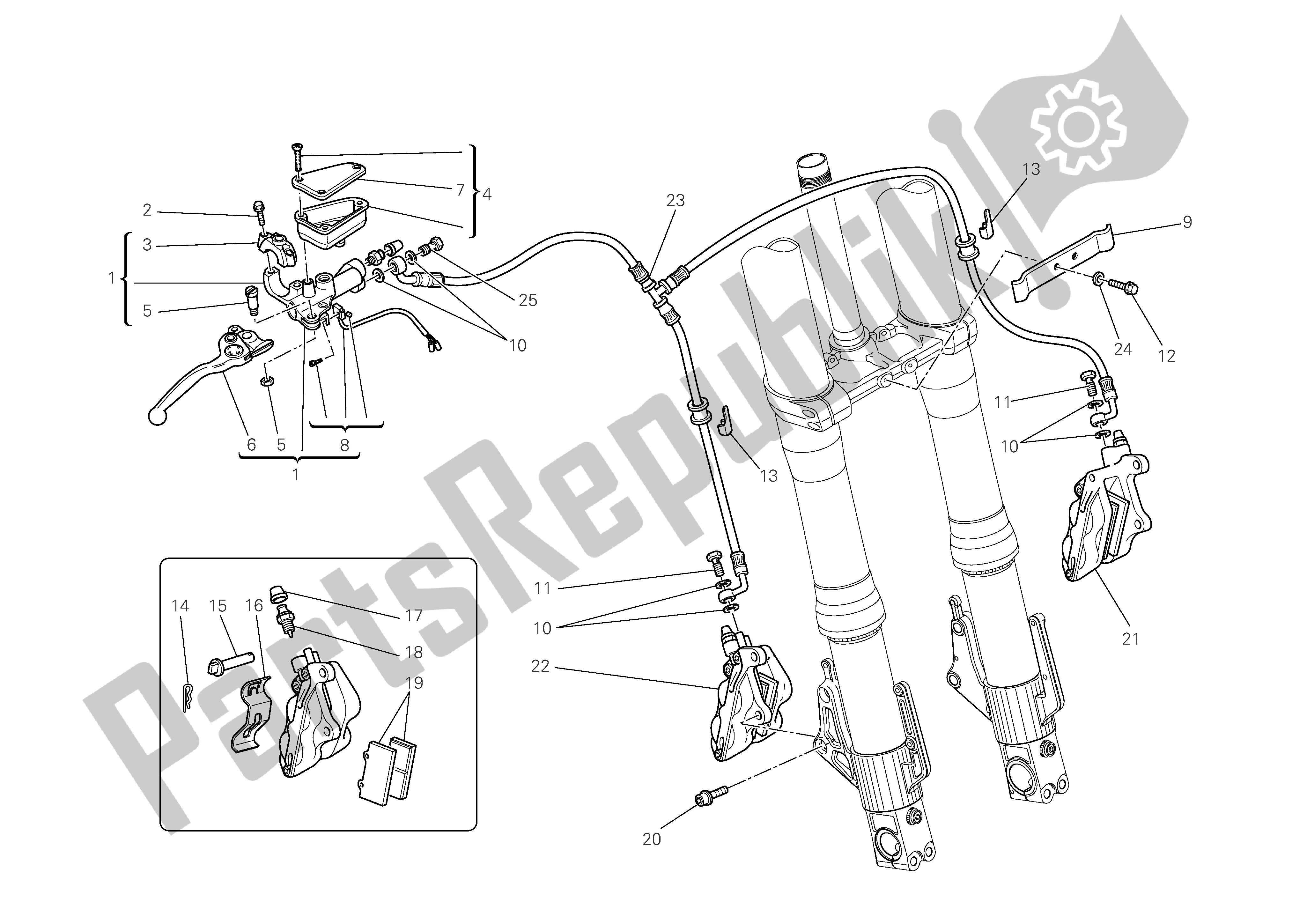 Alle onderdelen voor de Voor Rem van de Ducati Multistrada S 1100 2009