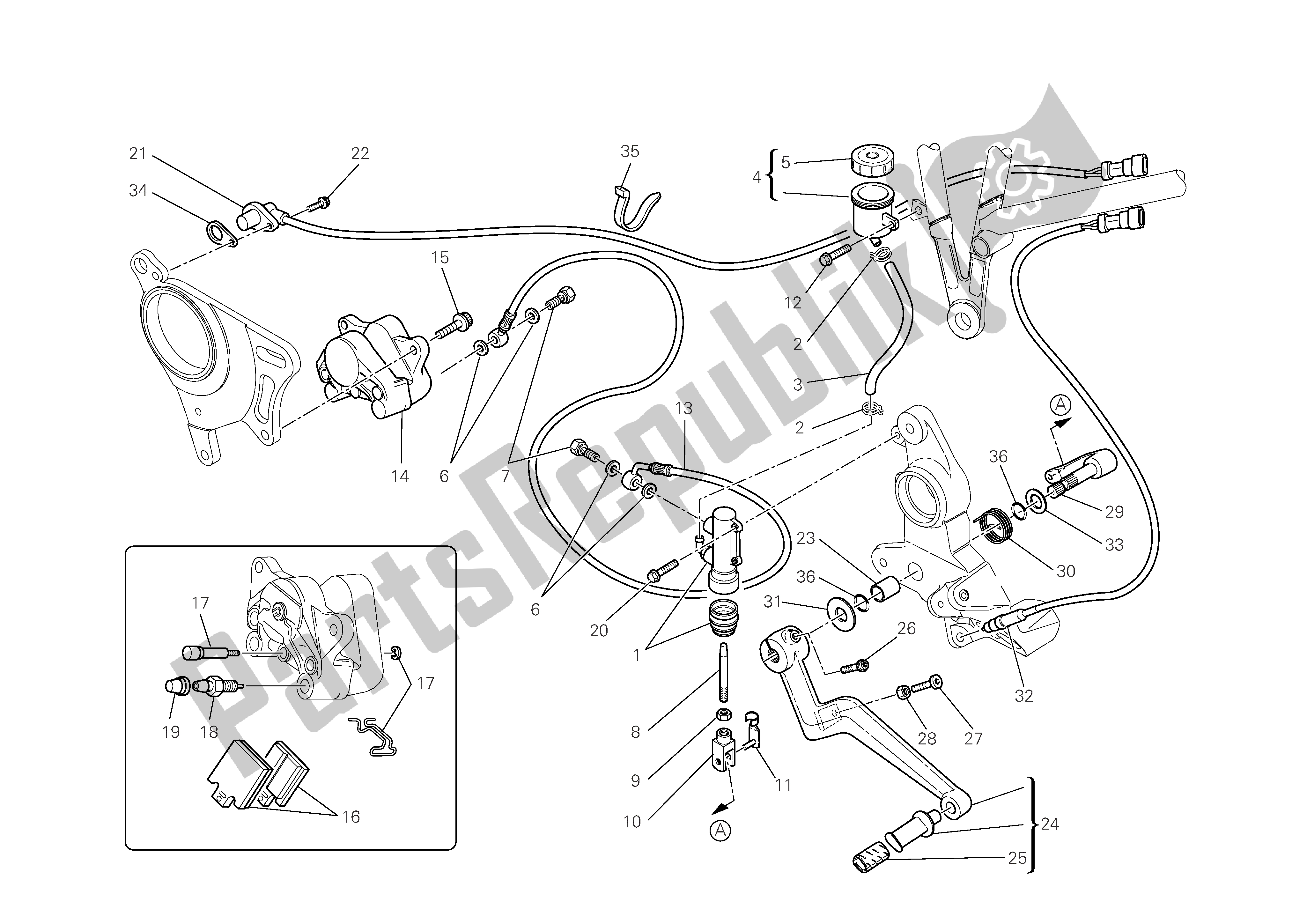 Tutte le parti per il Freno Posteriore del Ducati Multistrada S 1100 2009