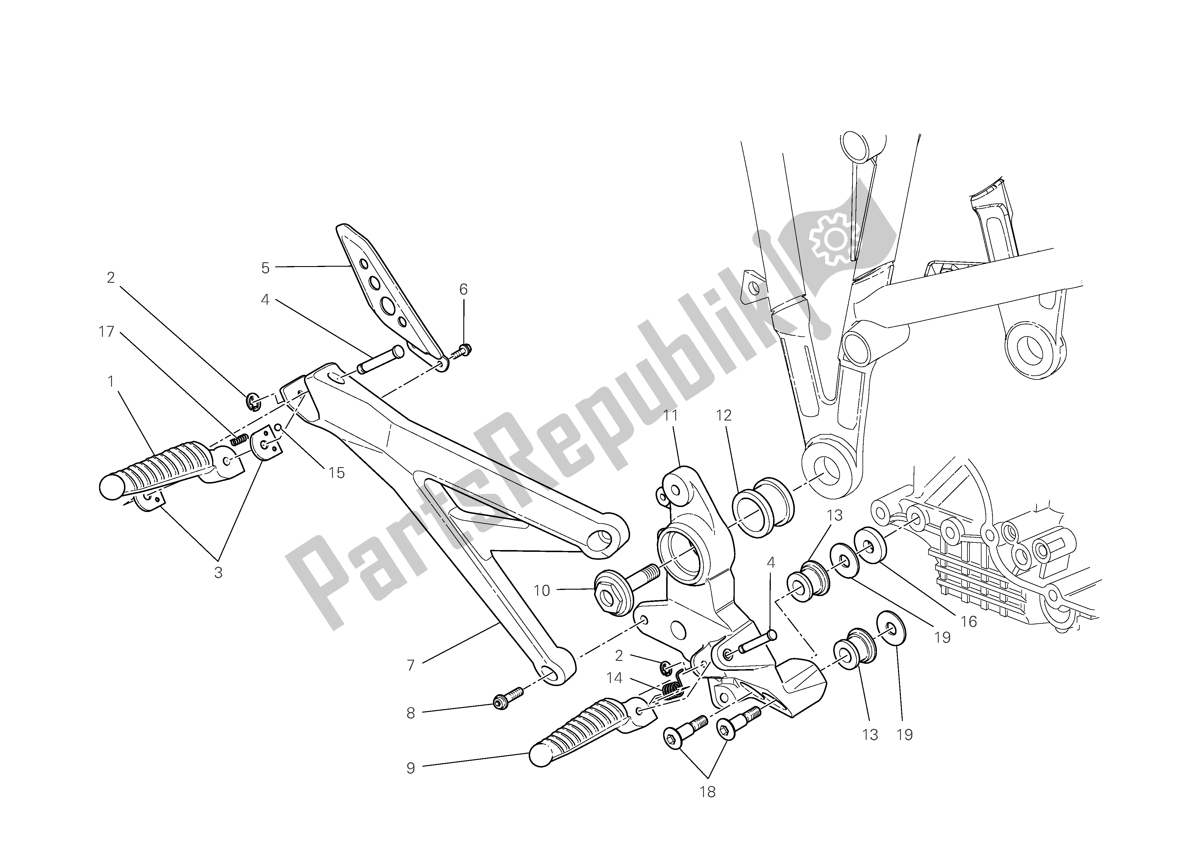 Tutte le parti per il R. H. Poggiapiedi del Ducati Multistrada S 1100 2009