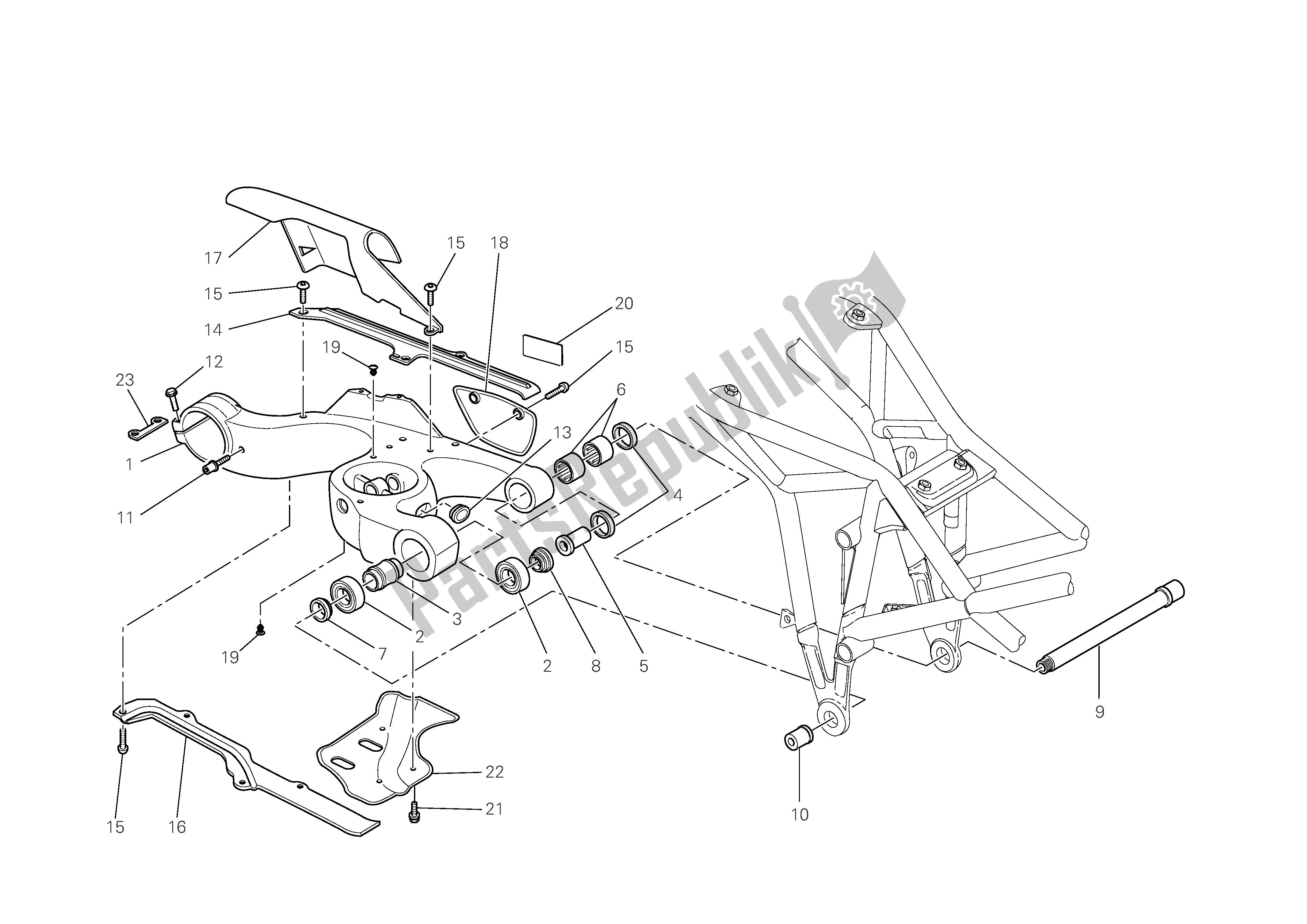 Tutte le parti per il Forcellone del Ducati Multistrada S 1100 2009