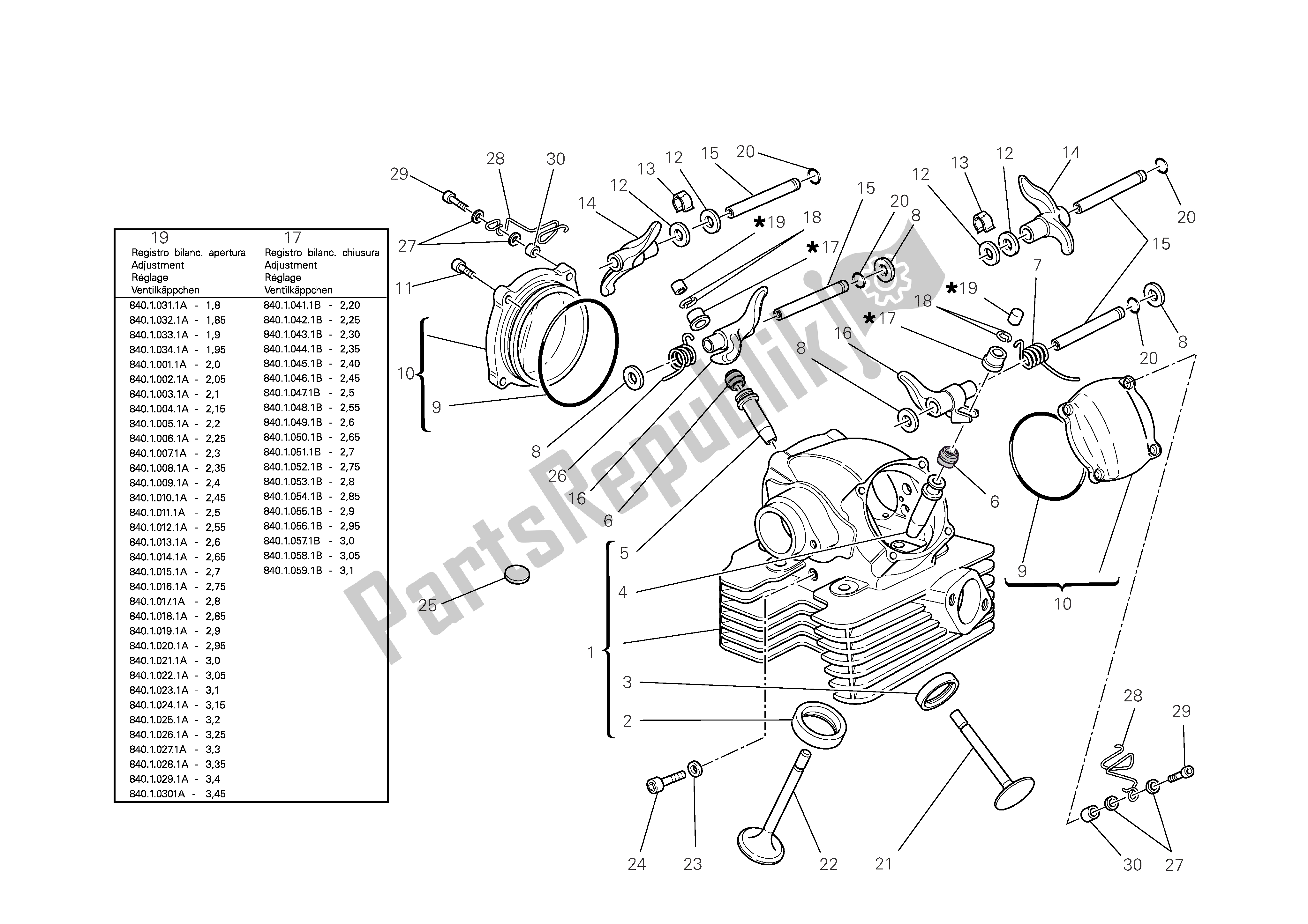 Tutte le parti per il Testata Verticale del Ducati Multistrada S 1100 2009