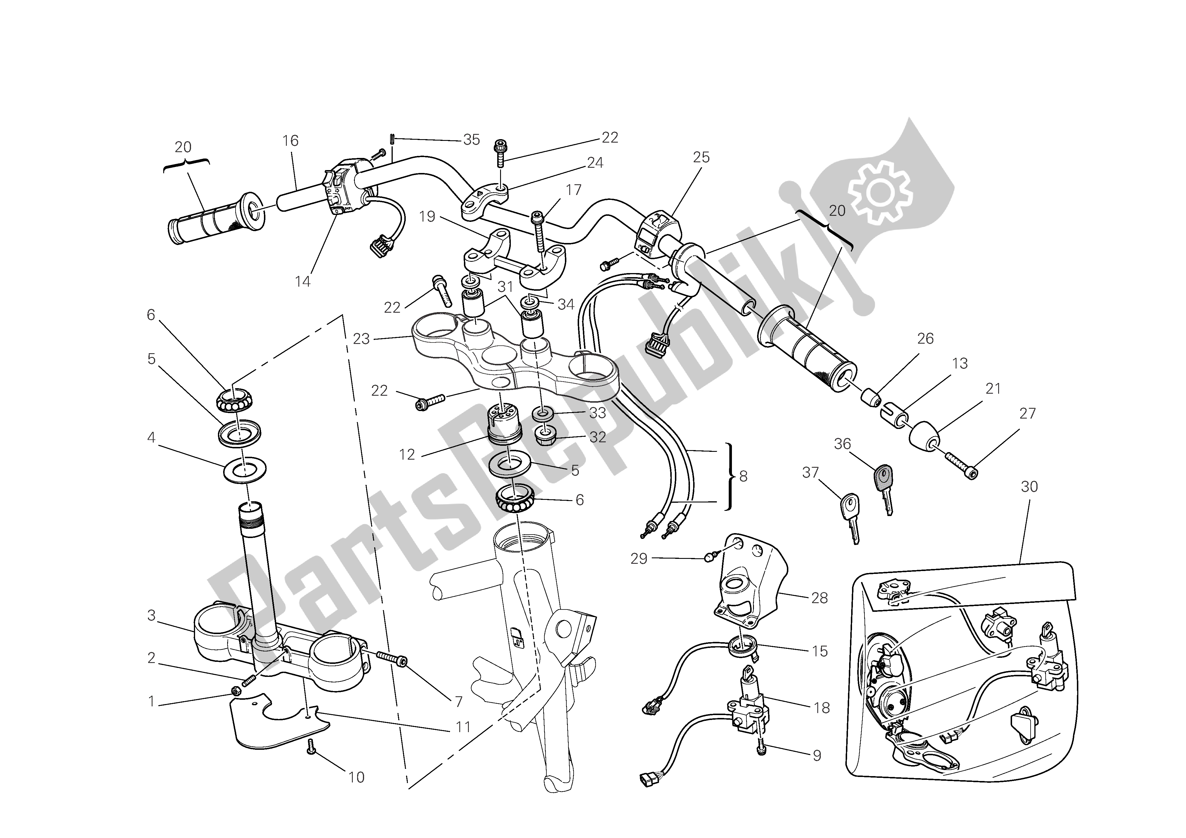 Alle onderdelen voor de Stuur En Bedieningselementen van de Ducati Multistrada S 1100 2009