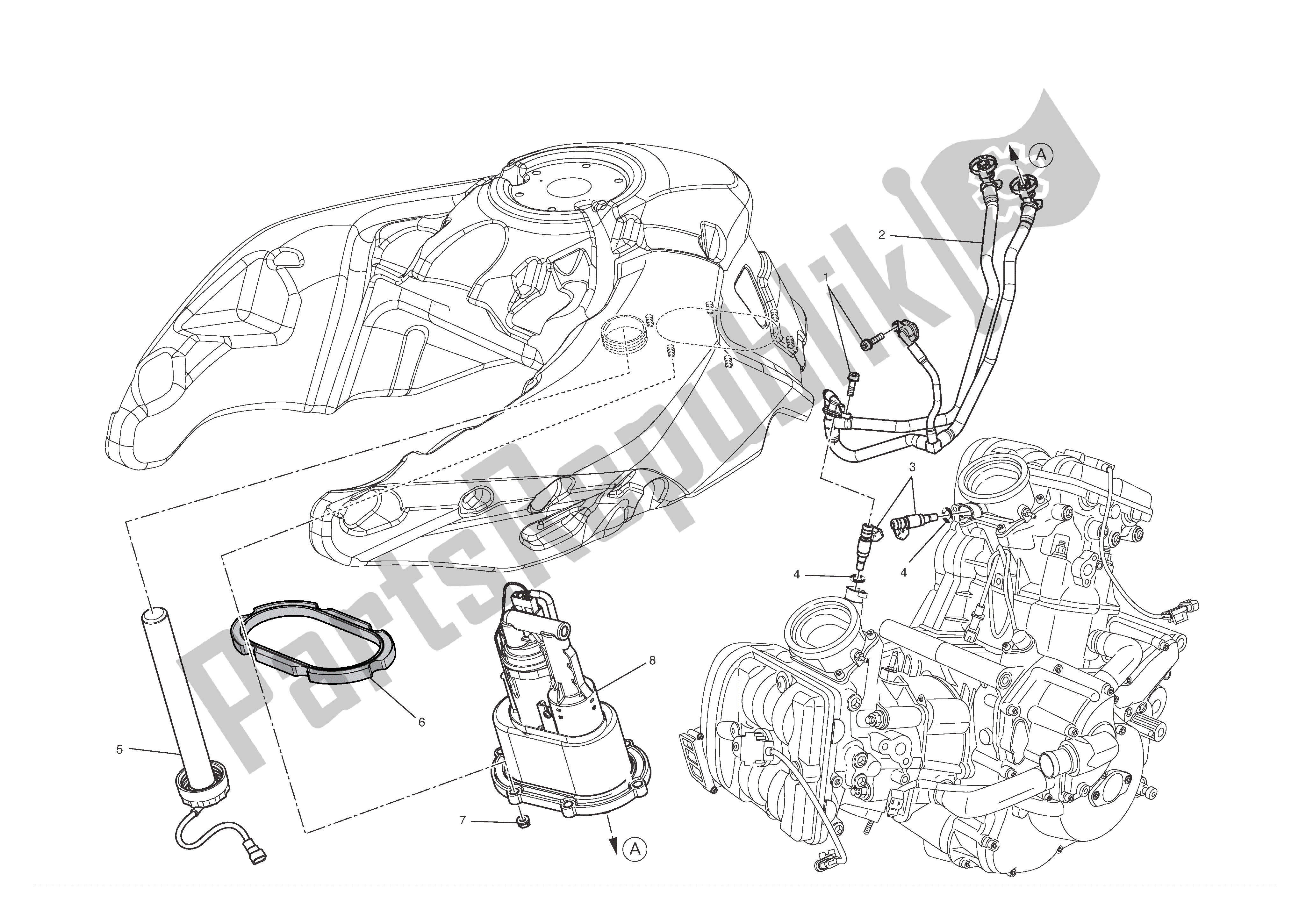 Alle onderdelen voor de Brandstof Systeem van de Ducati Multistrada S ABS 1200 2010