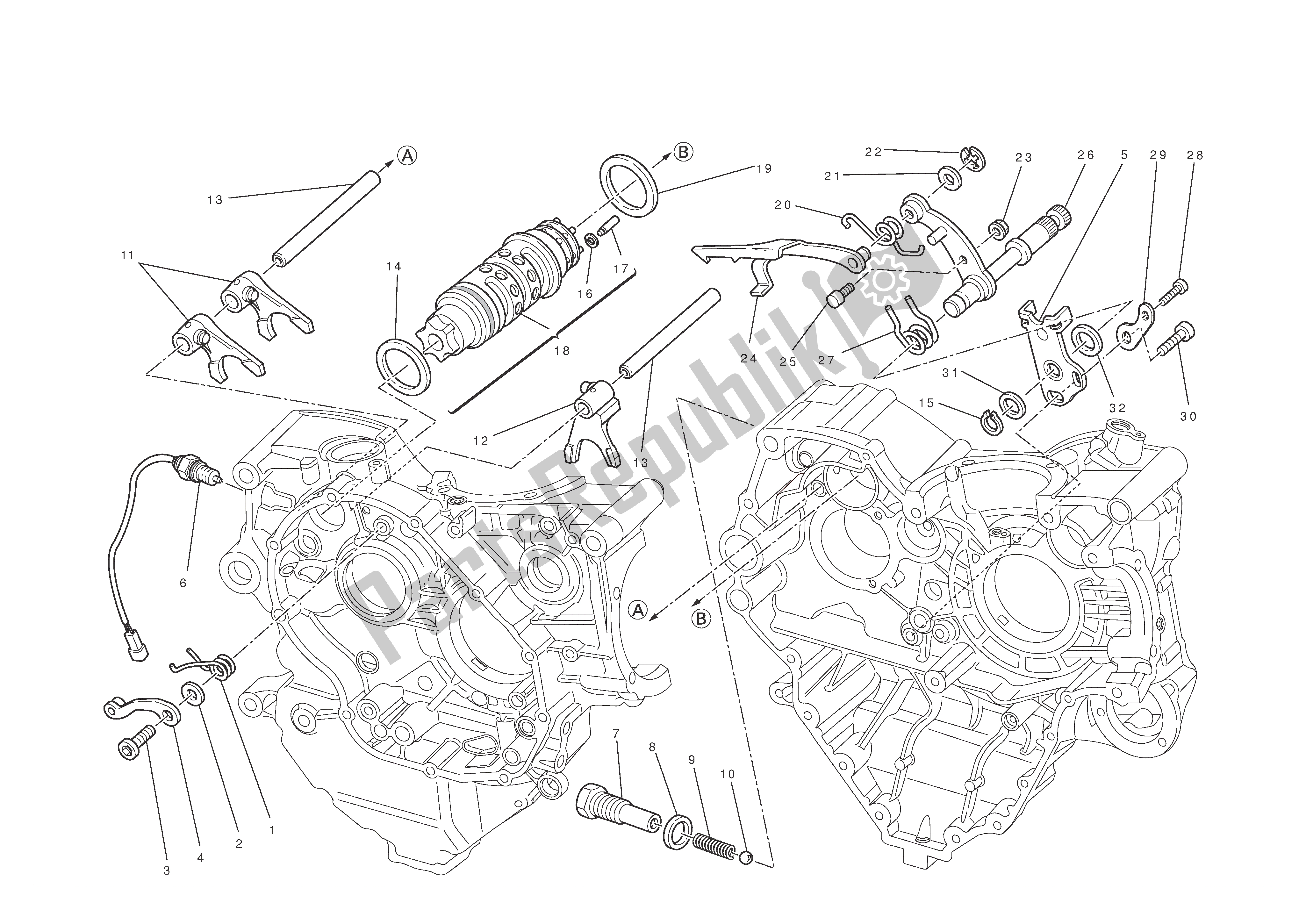 Alle onderdelen voor de Schakeling van de Ducati Multistrada S ABS 1200 2010