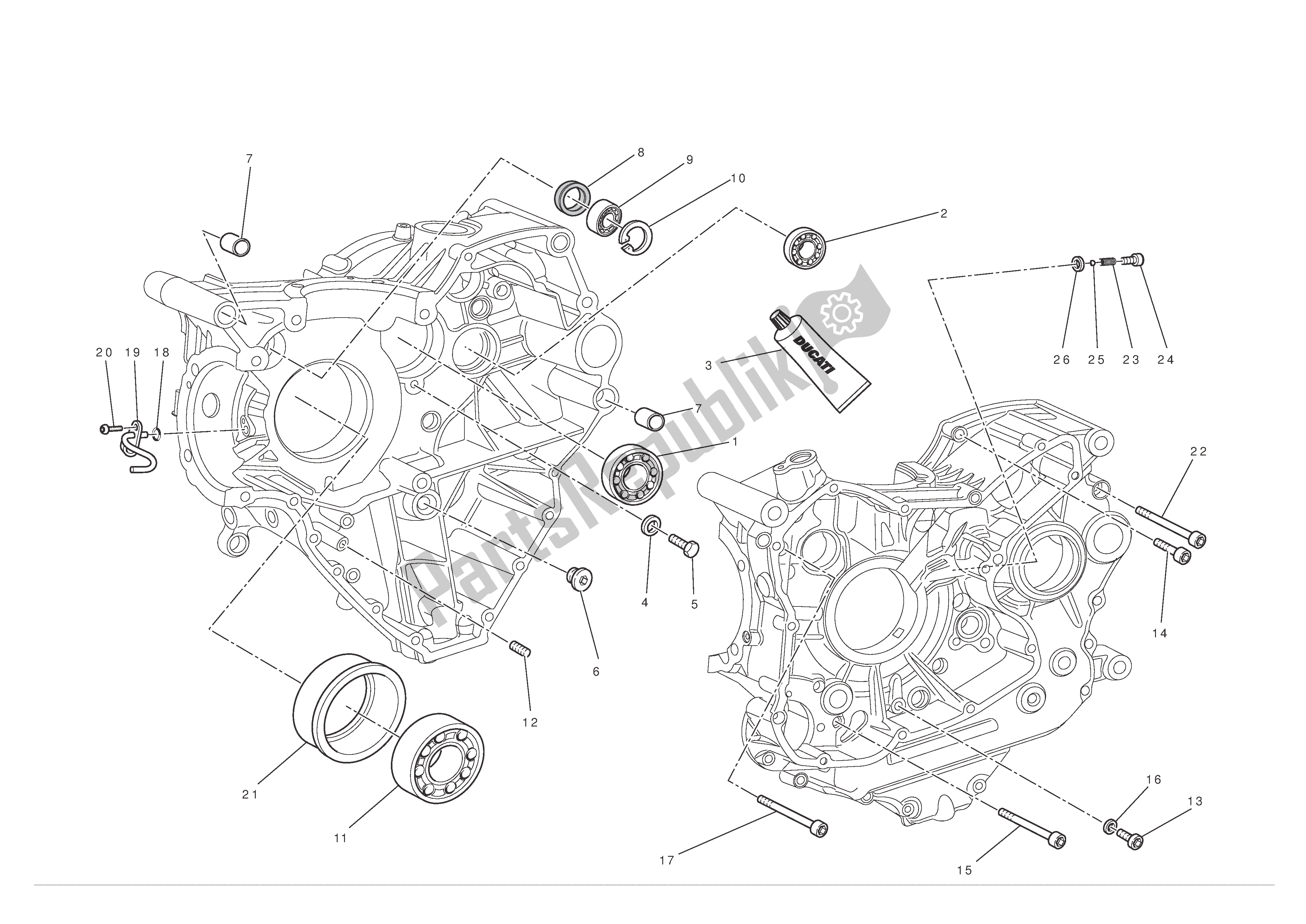 Alle onderdelen voor de Carterhelften van de Ducati Multistrada S ABS 1200 2010