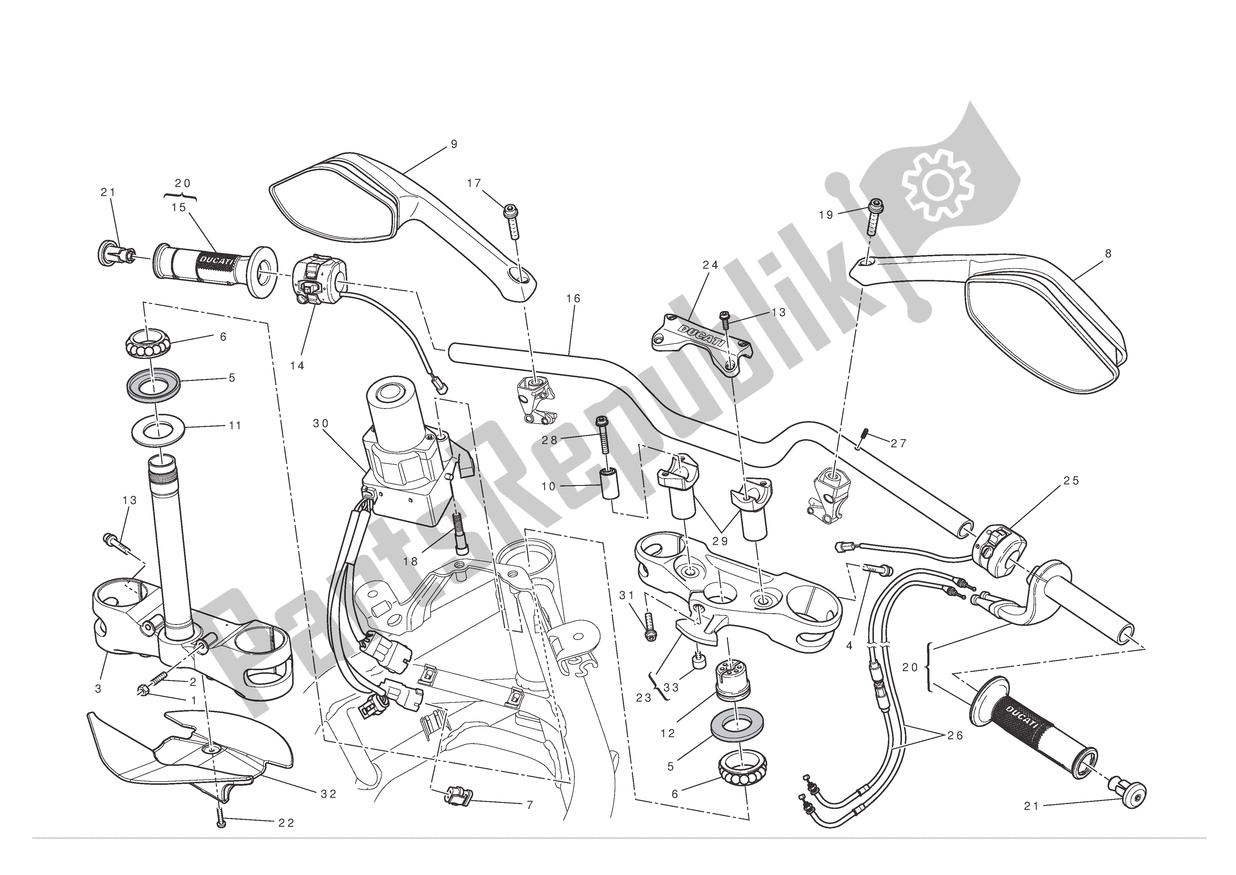 Alle onderdelen voor de Stuur En Bedieningselementen van de Ducati Multistrada S ABS 1200 2010