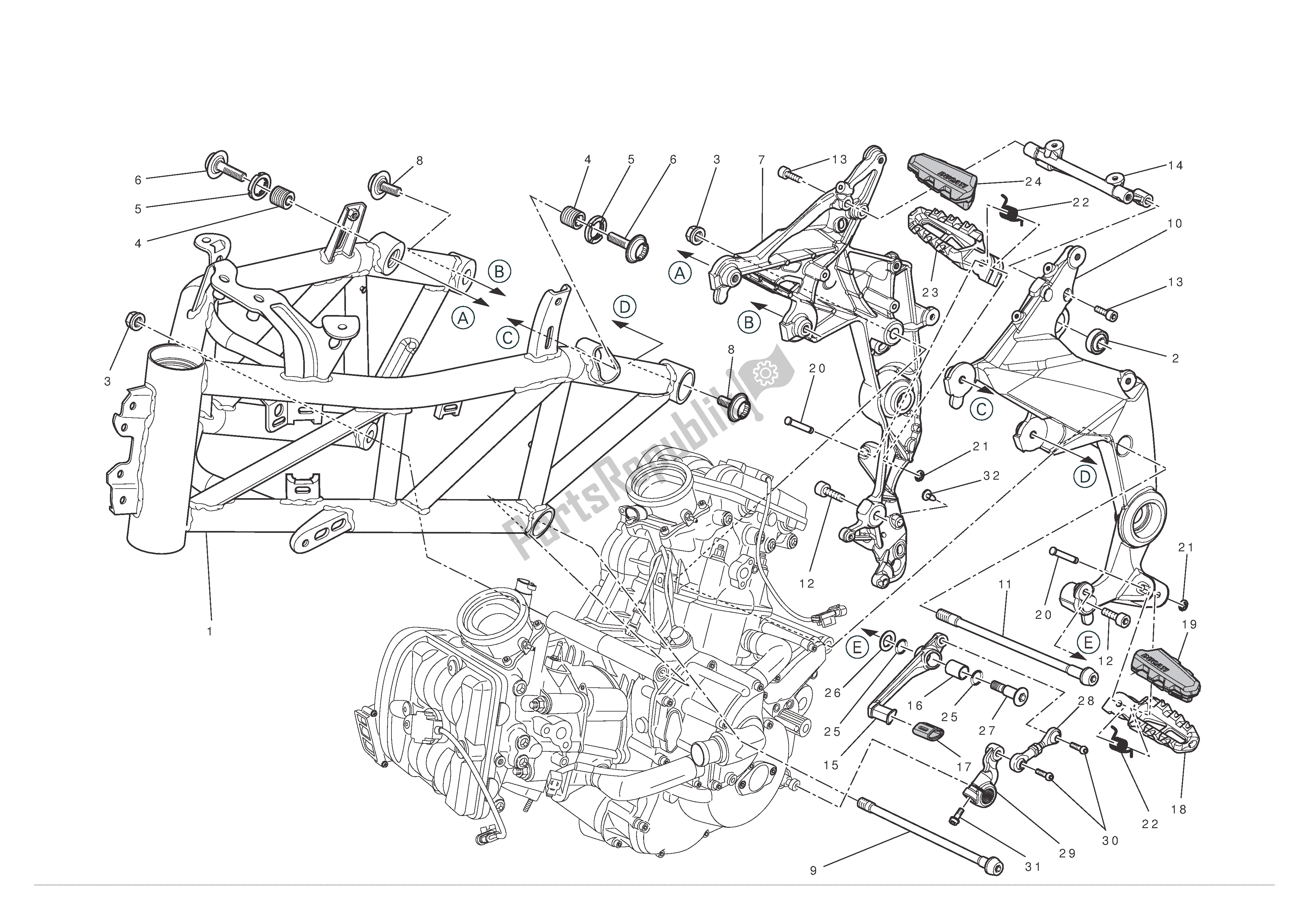 Alle onderdelen voor de Kader van de Ducati Multistrada S ABS 1200 2010