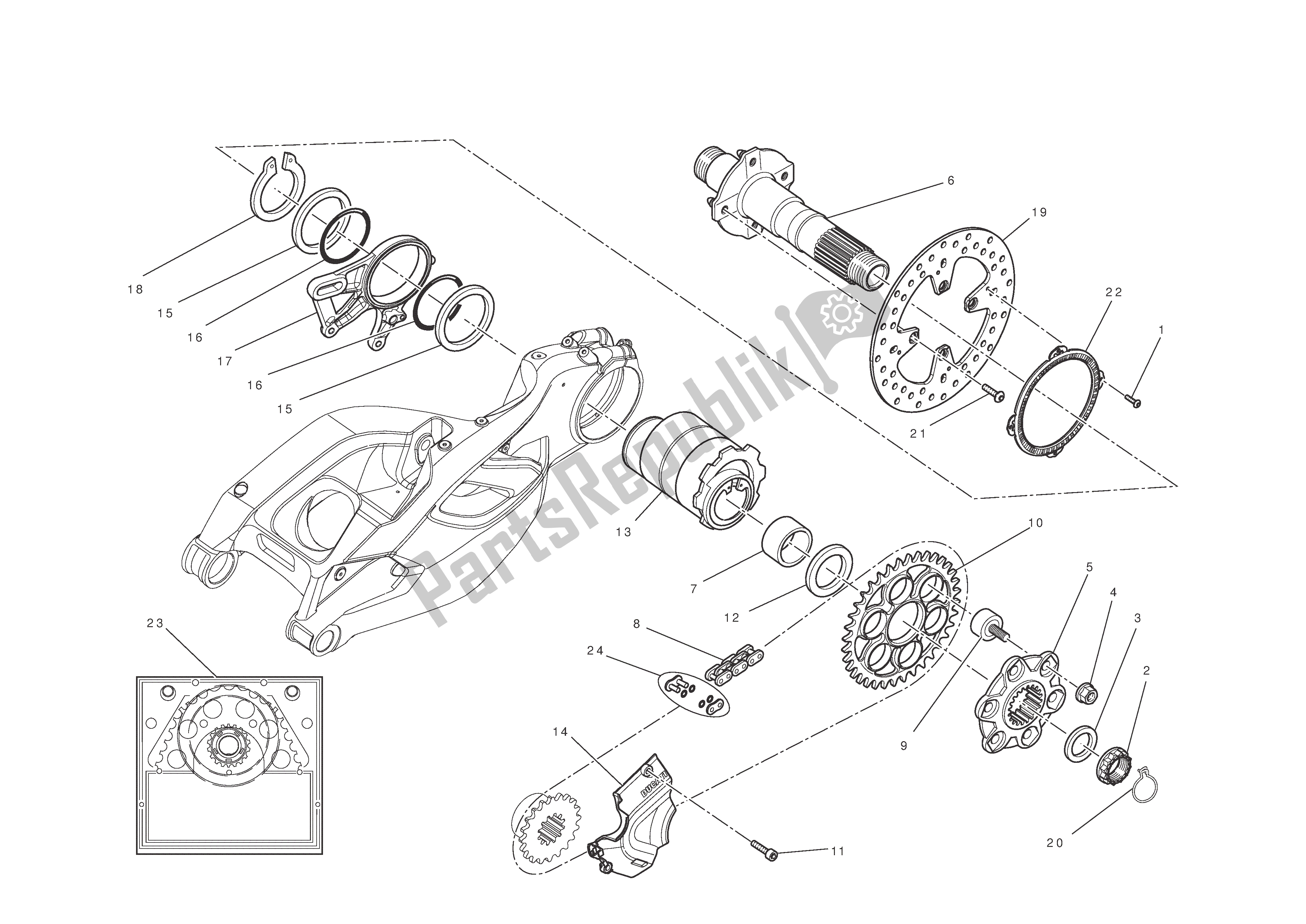 Todas las partes para Eje De La Rueda Trasera de Ducati Multistrada T ABS 1200 2010