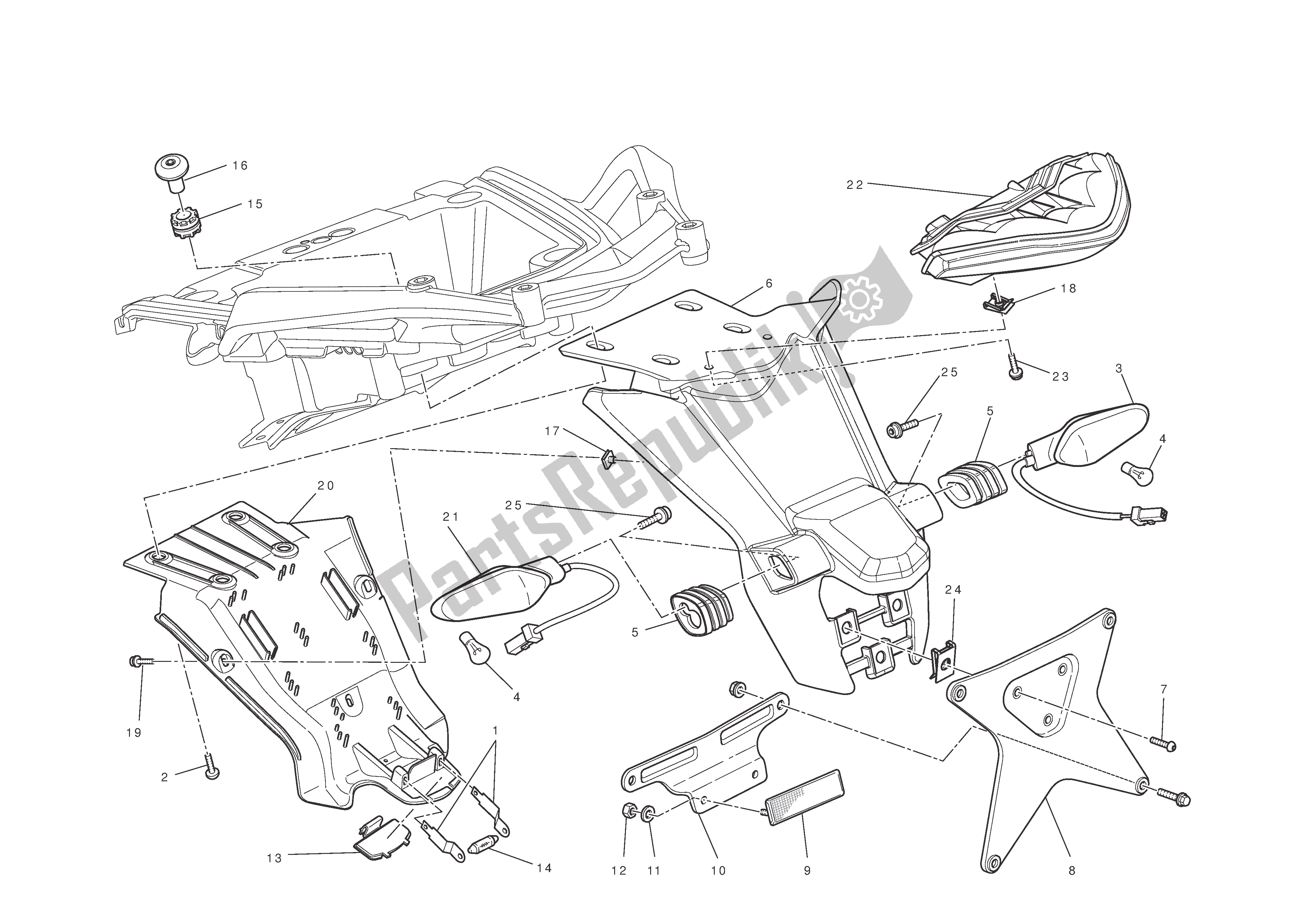 Tutte le parti per il Porta Targa del Ducati Multistrada T ABS 1200 2010