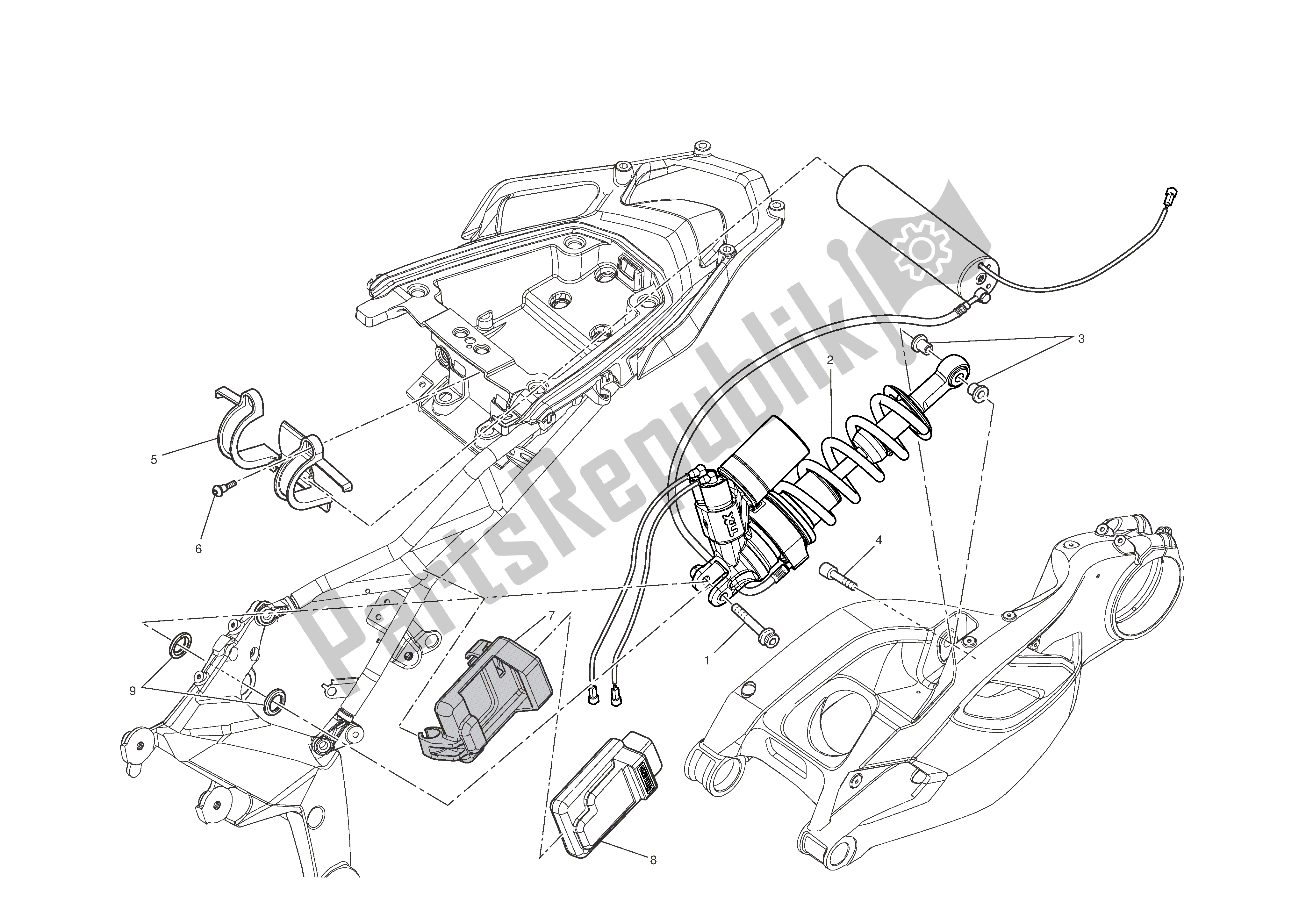Tutte le parti per il Sospensione Posteriore del Ducati Multistrada T ABS 1200 2010
