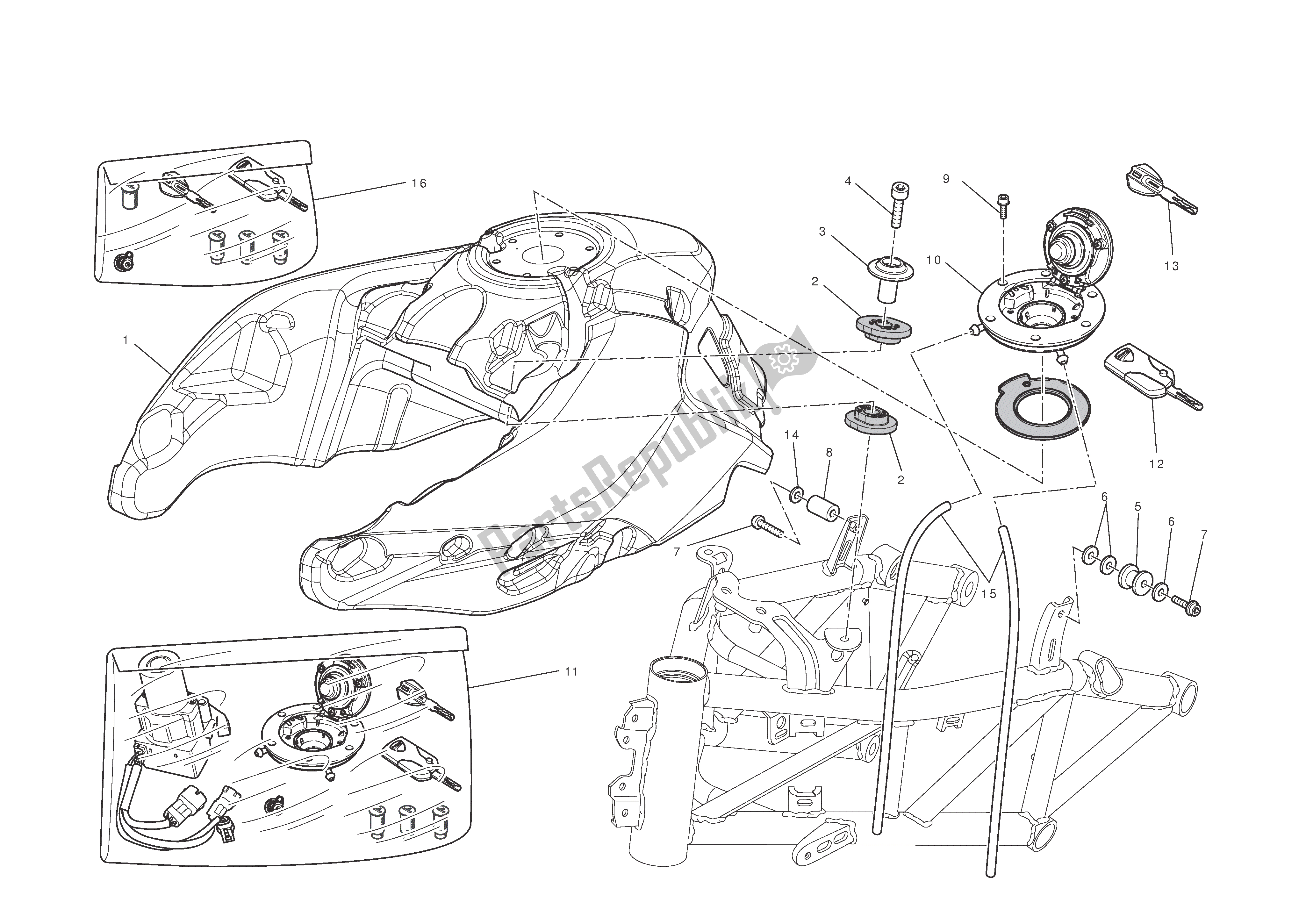 Todas las partes para Depósito De Combustible de Ducati Multistrada T ABS 1200 2010