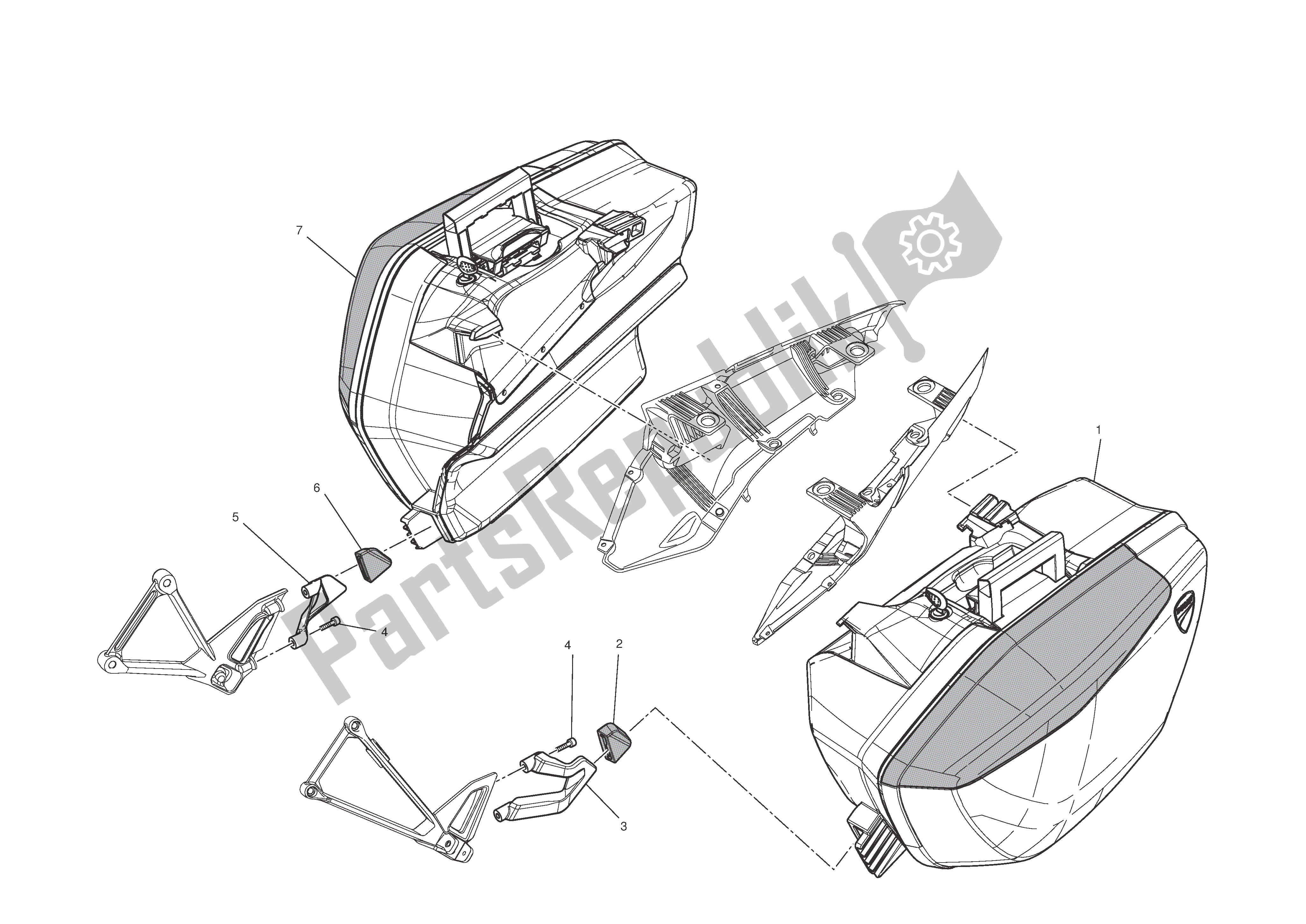 Tutte le parti per il Borse Laterali del Ducati Multistrada T ABS 1200 2010