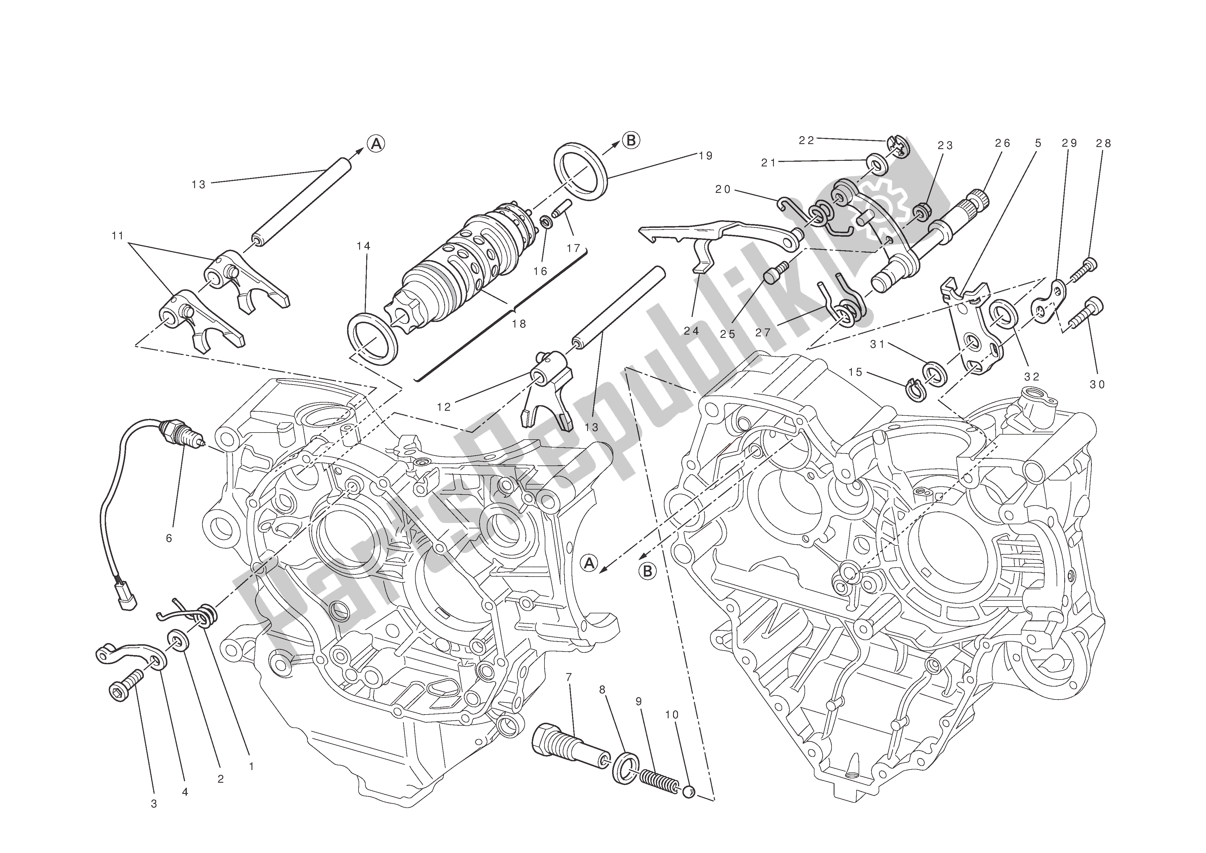 Alle onderdelen voor de Schakeling van de Ducati Multistrada T ABS 1200 2010