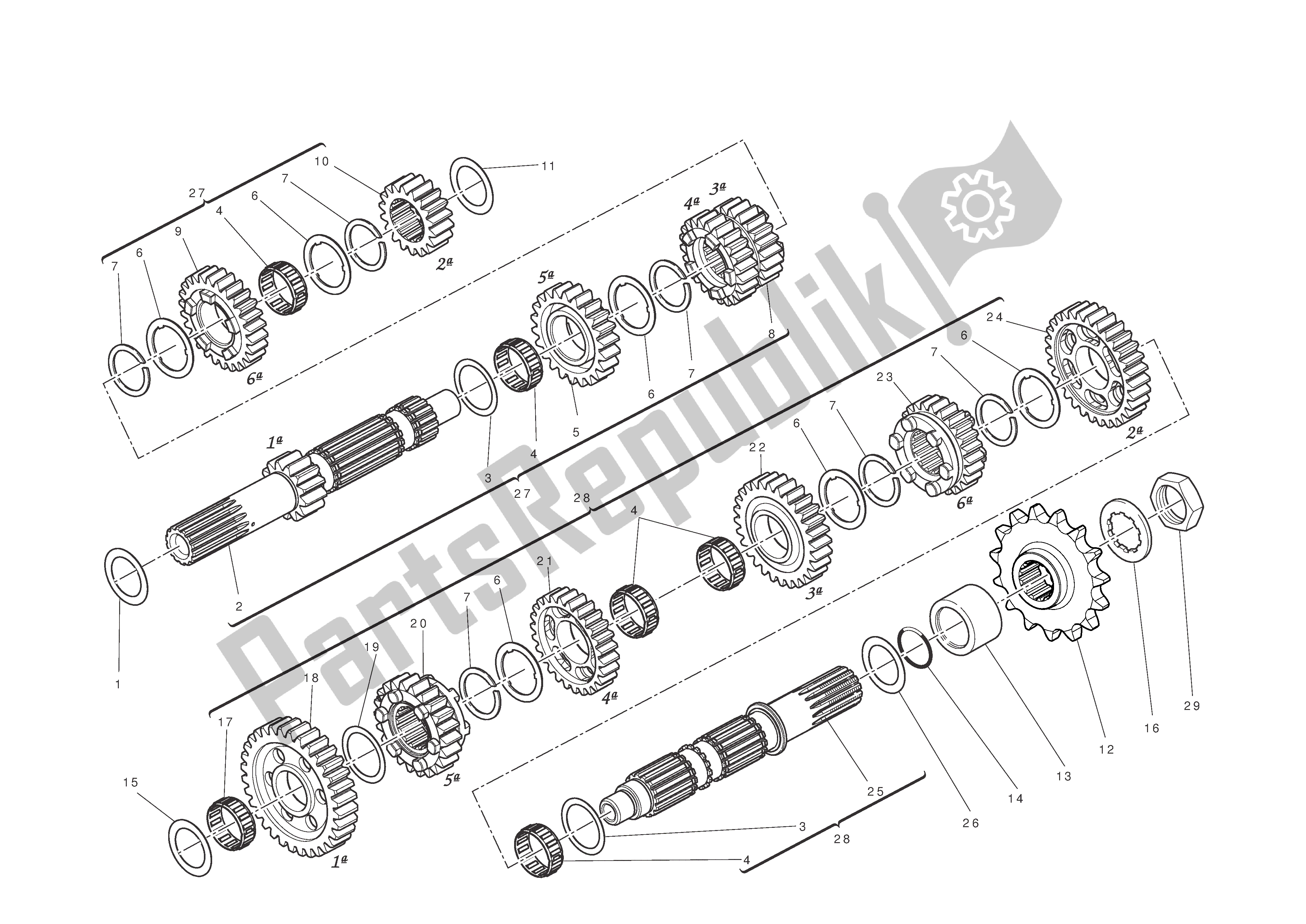 Alle onderdelen voor de Versnellingsbak van de Ducati Multistrada T ABS 1200 2010