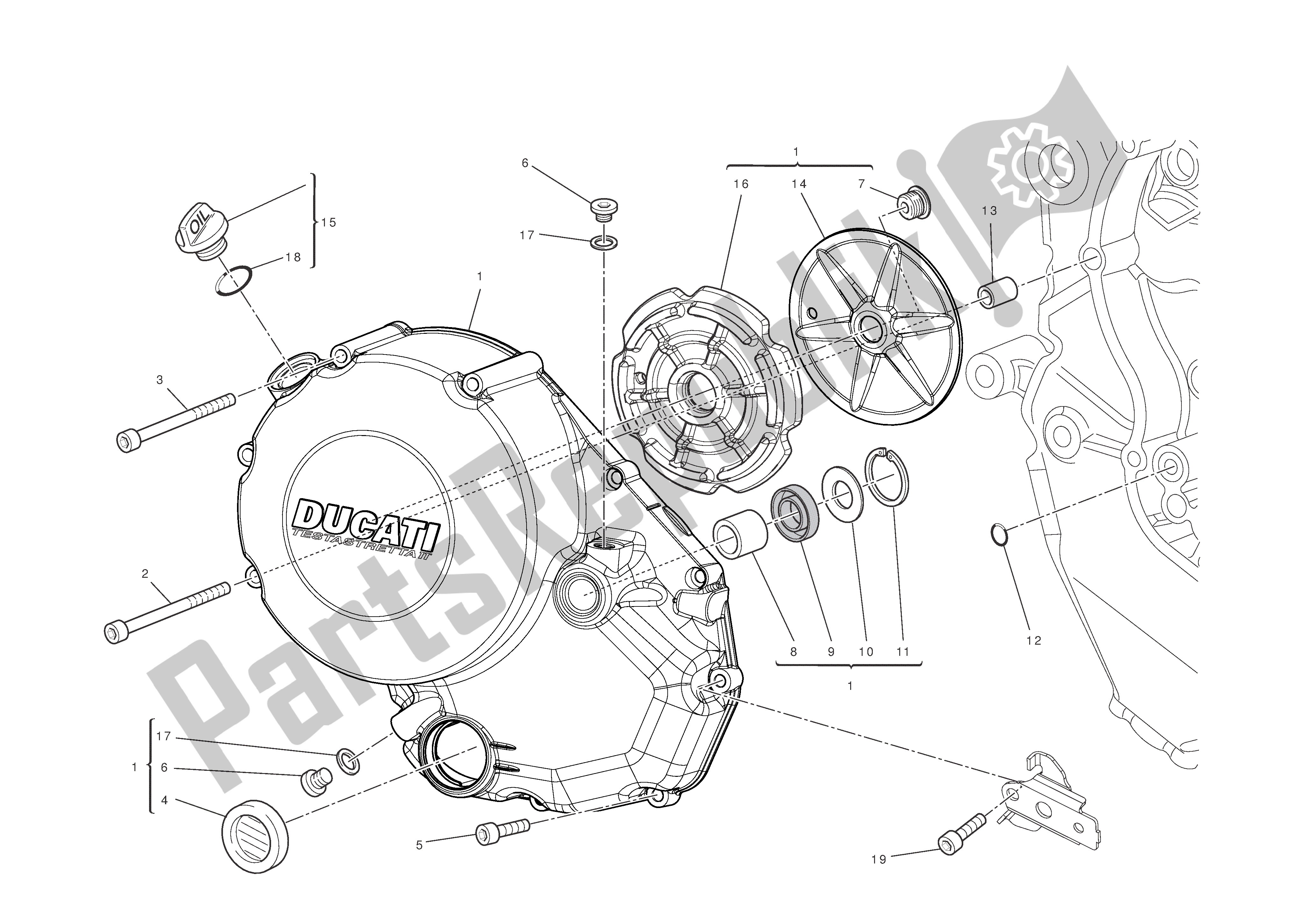 Tutte le parti per il Coperchio Carter Lato Frizione del Ducati Multistrada T ABS 1200 2010