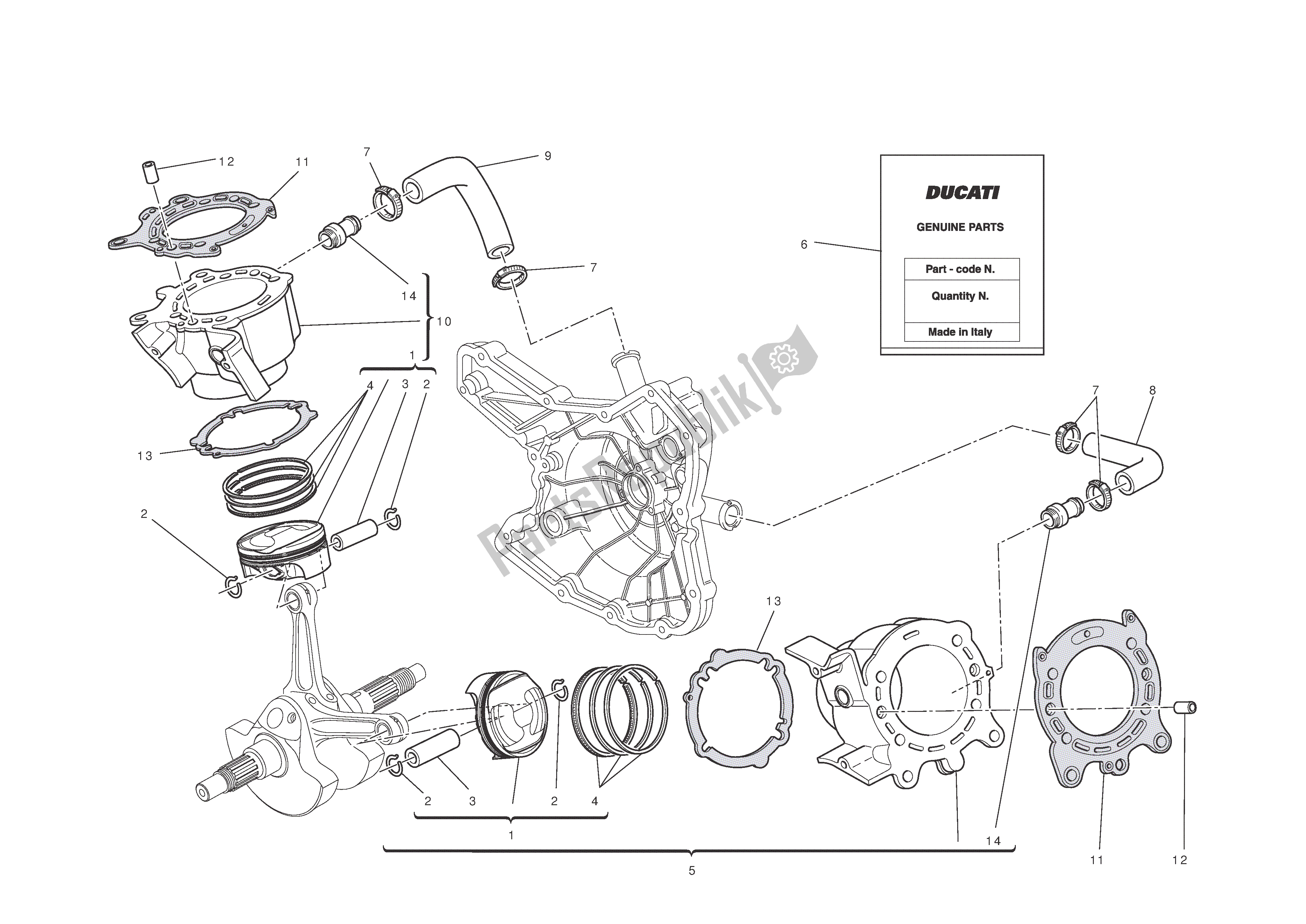 Alle onderdelen voor de Cilinders - Zuigers van de Ducati Multistrada T ABS 1200 2010