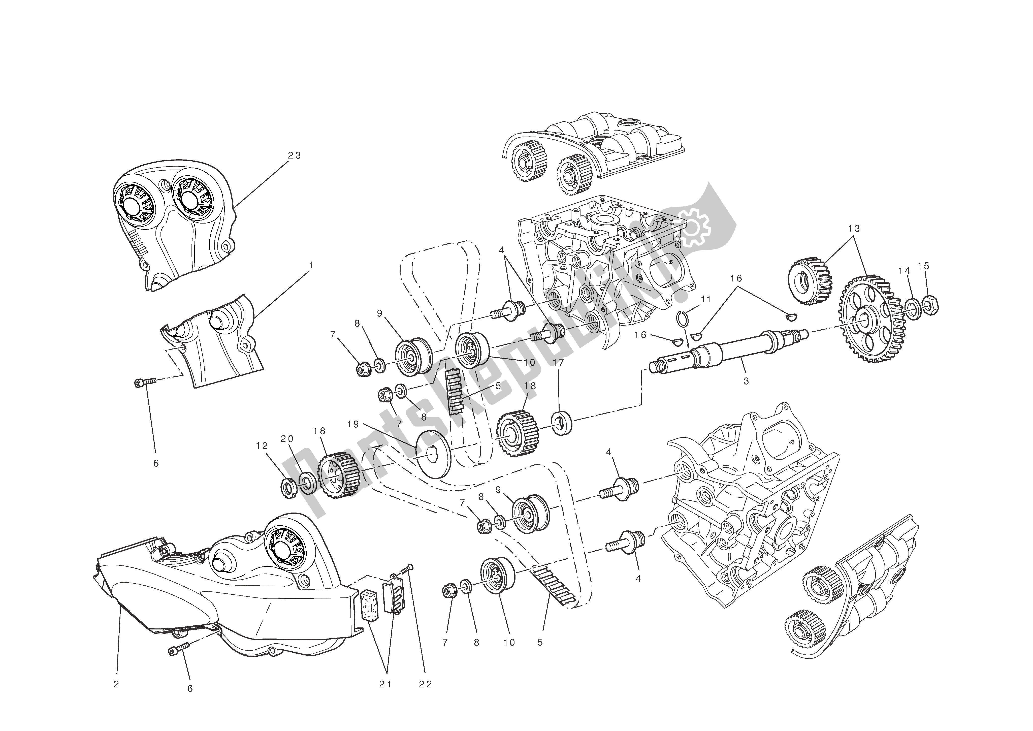Alle onderdelen voor de Timing Systeem van de Ducati Multistrada T ABS 1200 2010