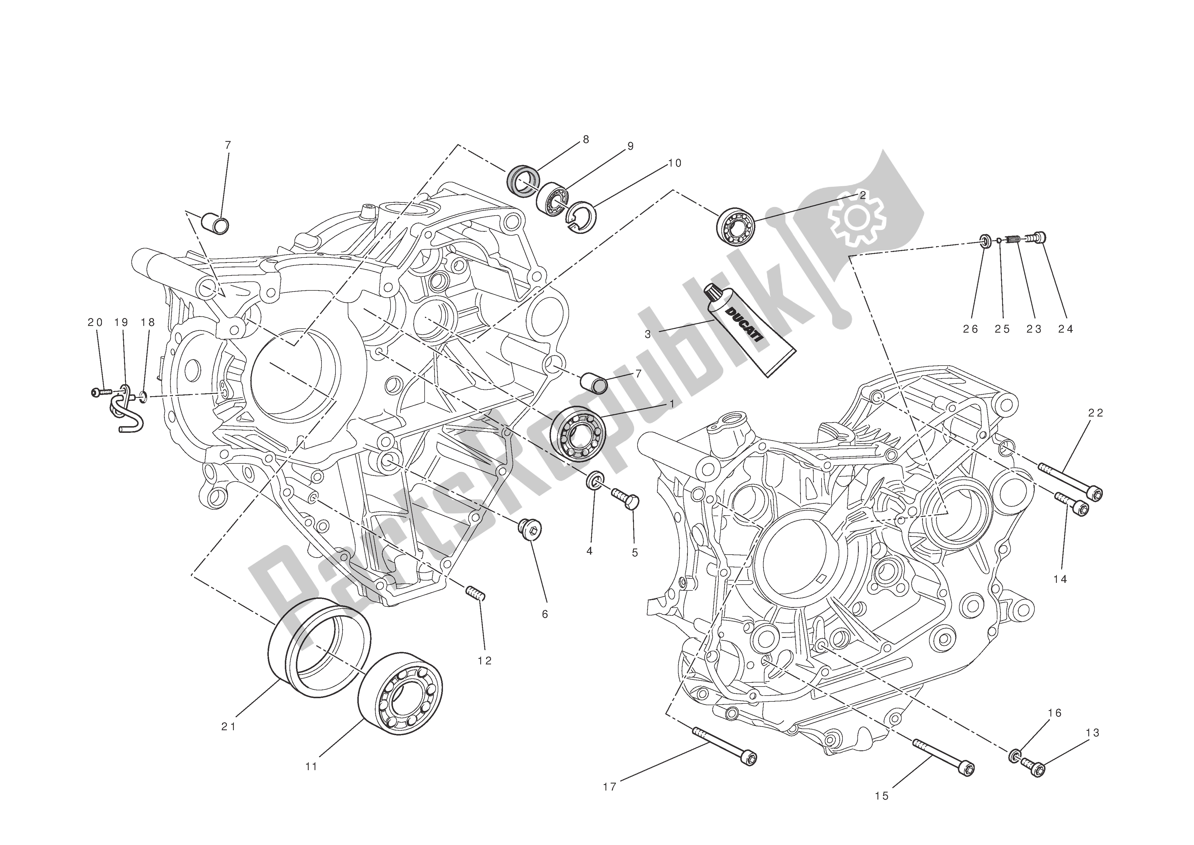 Tutte le parti per il Metà Del Carter del Ducati Multistrada T ABS 1200 2010