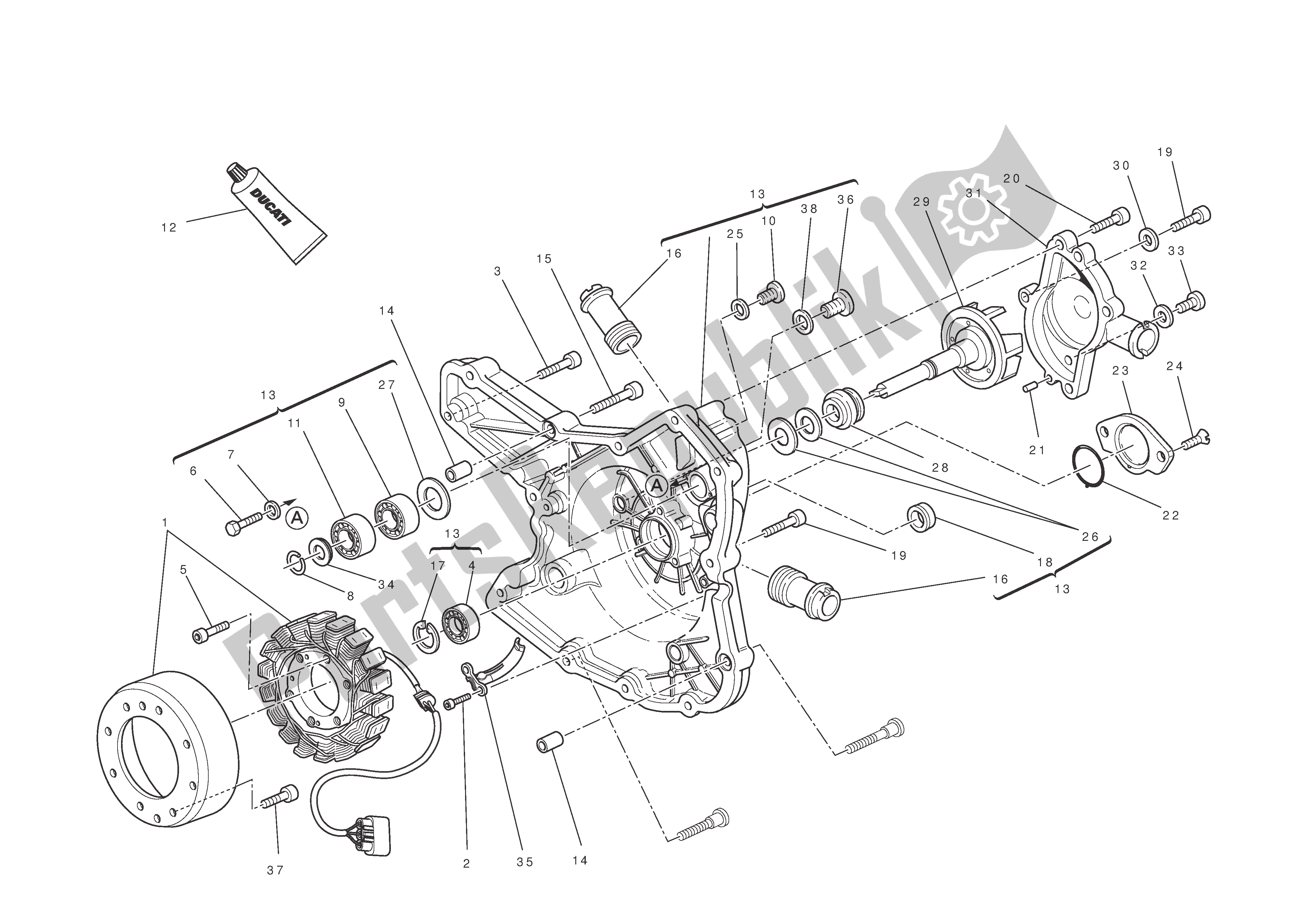 Todas las partes para Tapa Del Cárter Del Lado De La Bomba De Agua de Ducati Multistrada T ABS 1200 2010