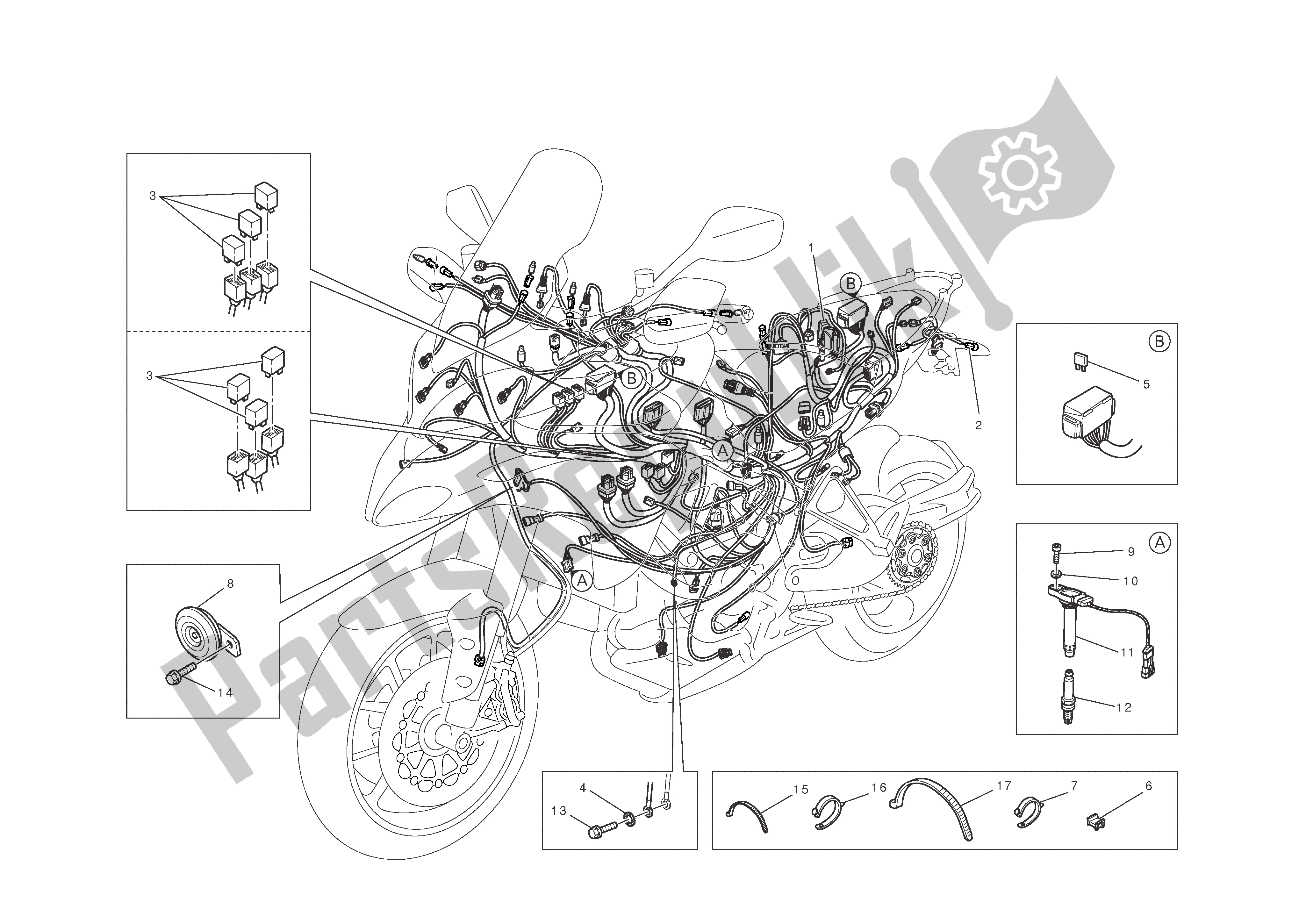 All parts for the Electrical System of the Ducati Multistrada T ABS 1200 2010
