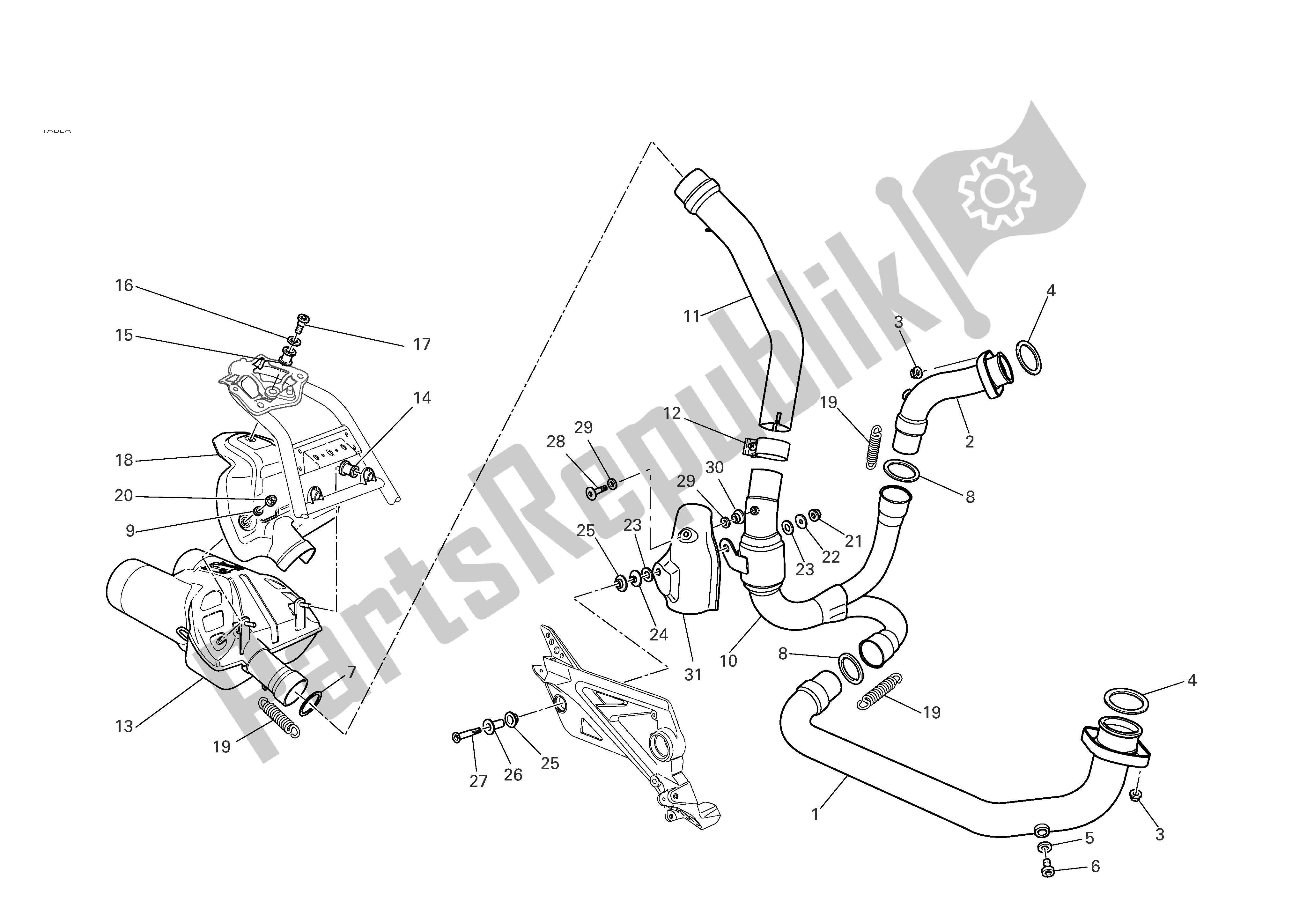 Tutte le parti per il Impianto Di Scarico del Ducati Multistrada 620 2006