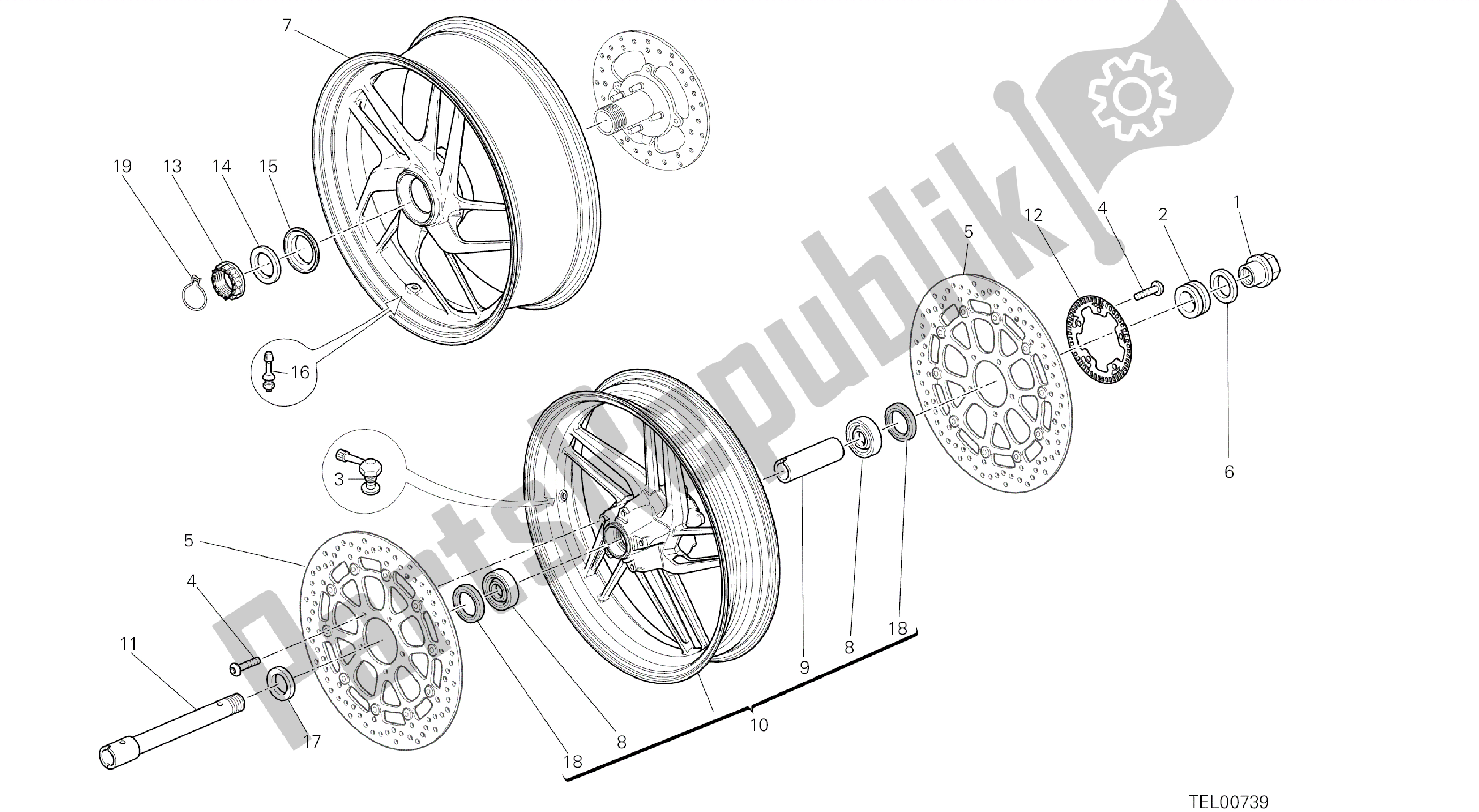 Alle onderdelen voor de Tekening 026 - Wielen [mod: Ms1200-a; Xst: Aus, Eur, Fra, Tha] Groepsframe van de Ducati Multistrada 1200 2014