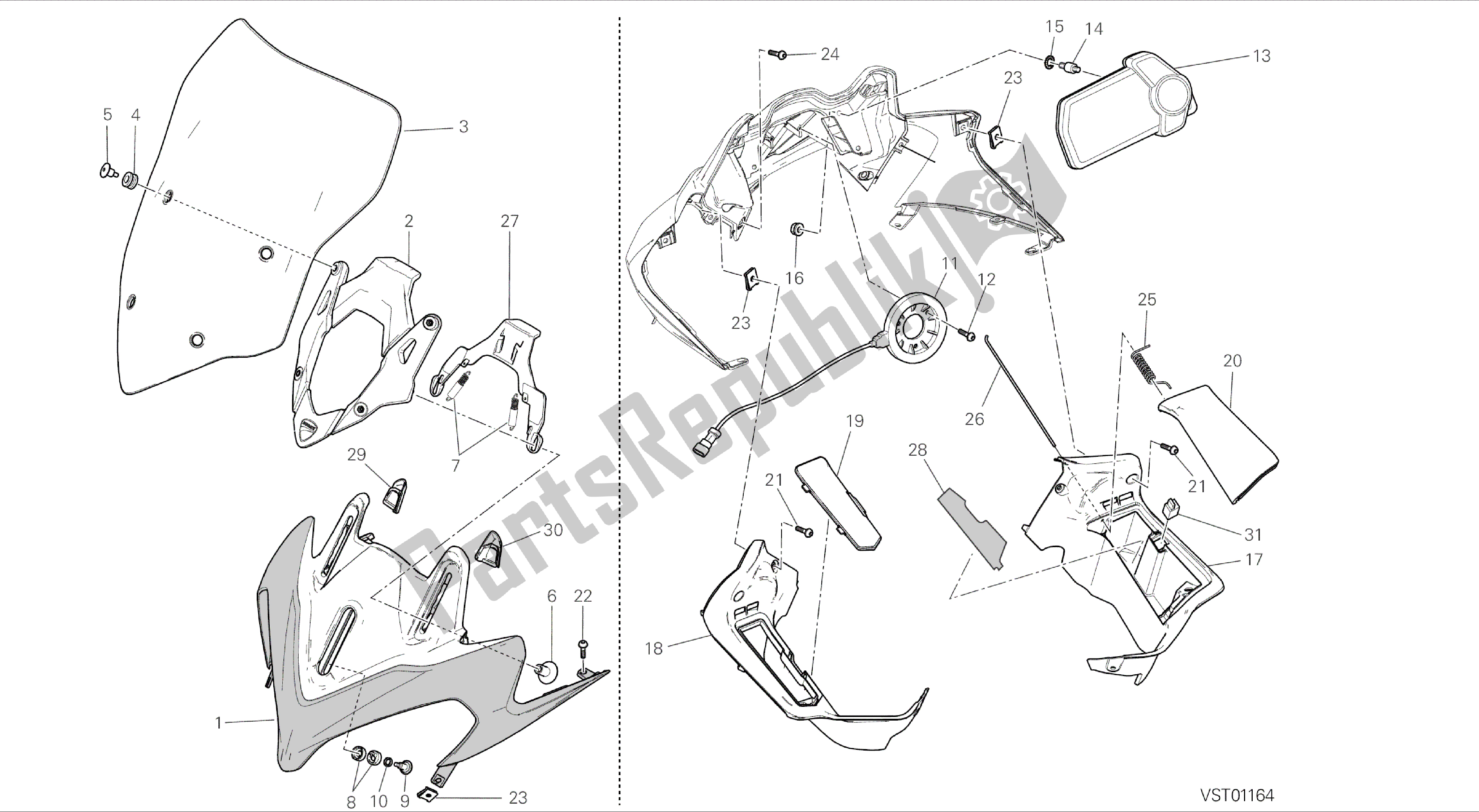 Tutte le parti per il Disegno 034 - Cowling [mod: Ms1200-a; Xst: Aus, Eur, Fra, Tha] Frame Del Gruppo del Ducati Multistrada 1200 2014