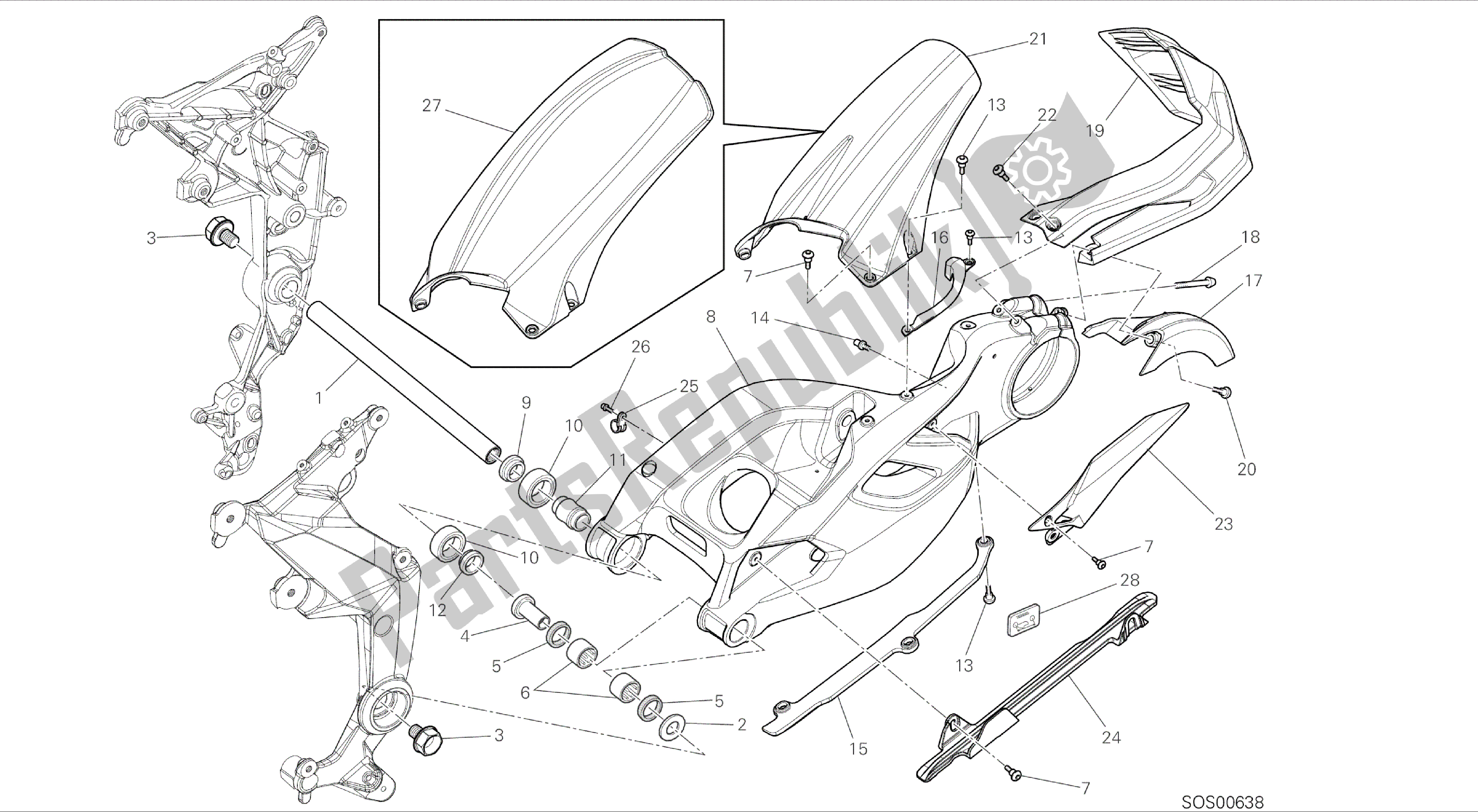 Toutes les pièces pour le Dessin 28a - Bras Oscillant [mod: Ms1200-a; Xst: Aus, Eur, Fra, Tha] Cadre De Groupe du Ducati Multistrada 1200 2014