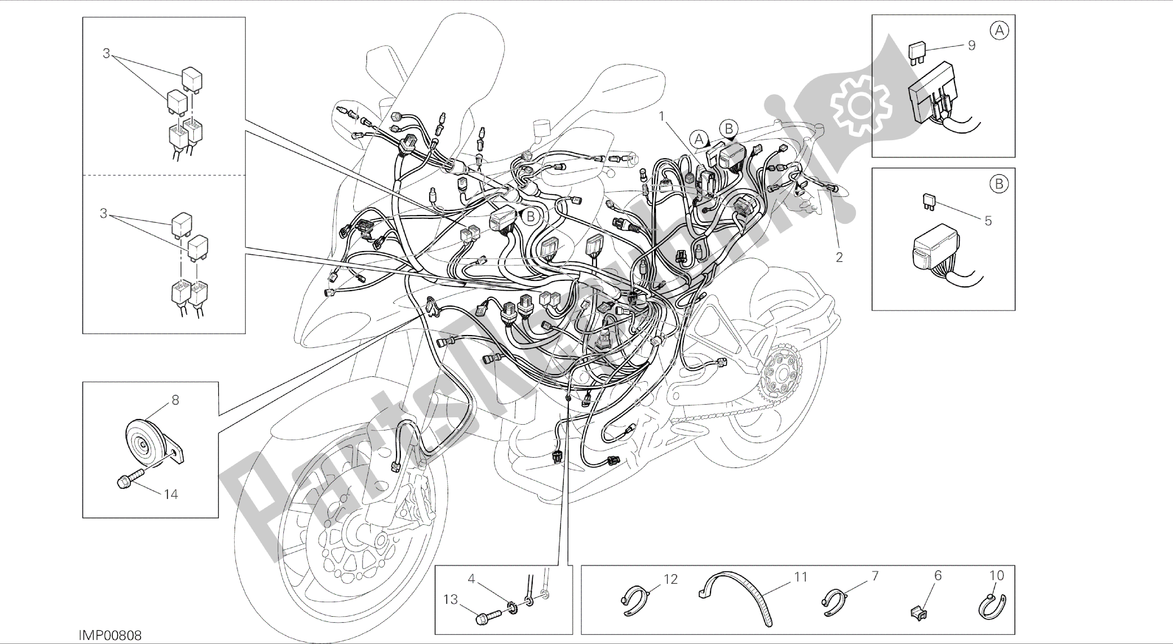 Todas las partes para Dibujo 18b - Mazo De Cables [mod: Ms1200-a; Xst: Aus, Eur, Fra, Tha] Grupo Eléctrico de Ducati Multistrada 1200 2014