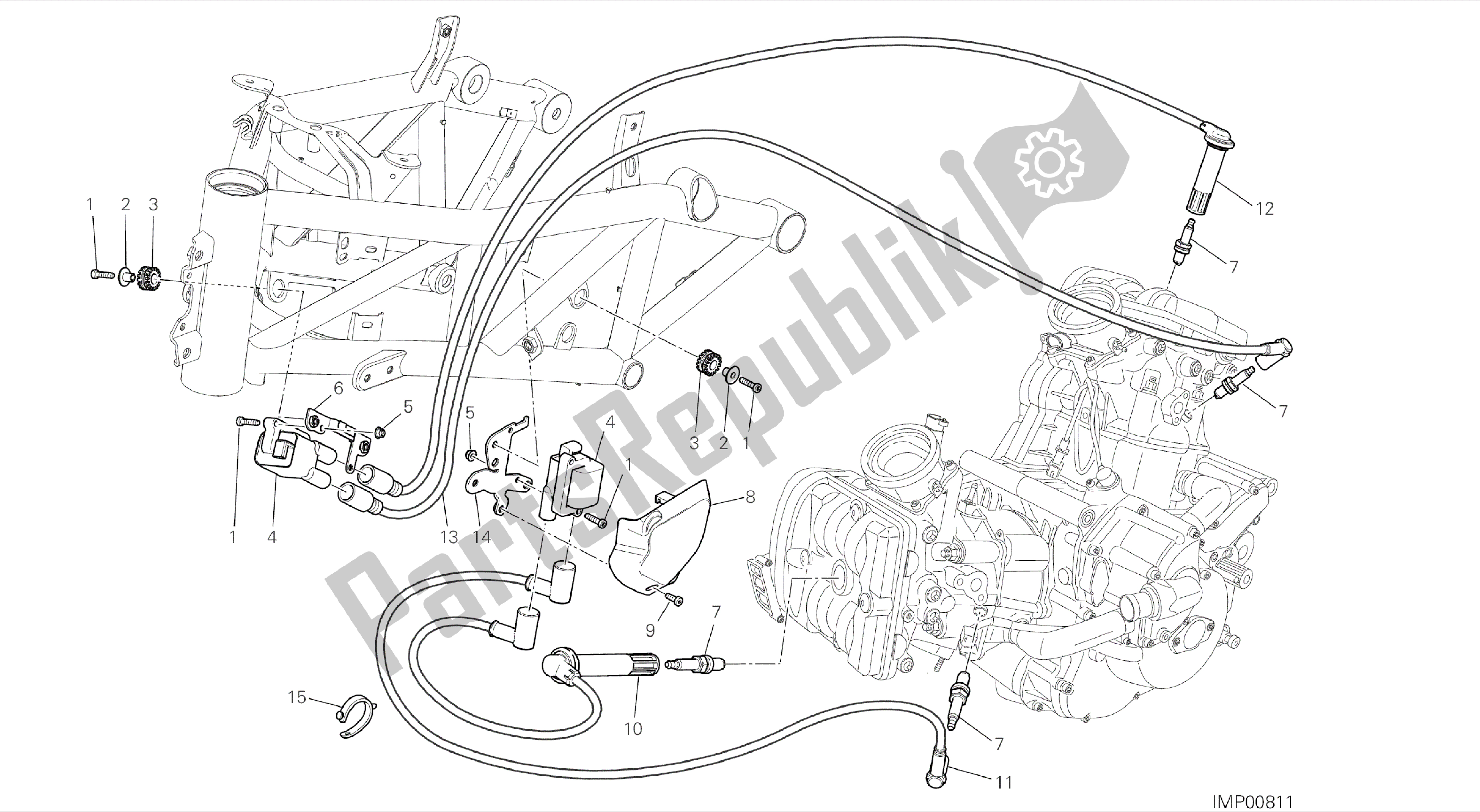 Todas as partes de Desenho 18c - Chicote Elétrico (bobina) [mod: Ms1200-a; Xst: Aus, Eur, Fra, Tha] Grupo Elétrico do Ducati Multistrada 1200 2014