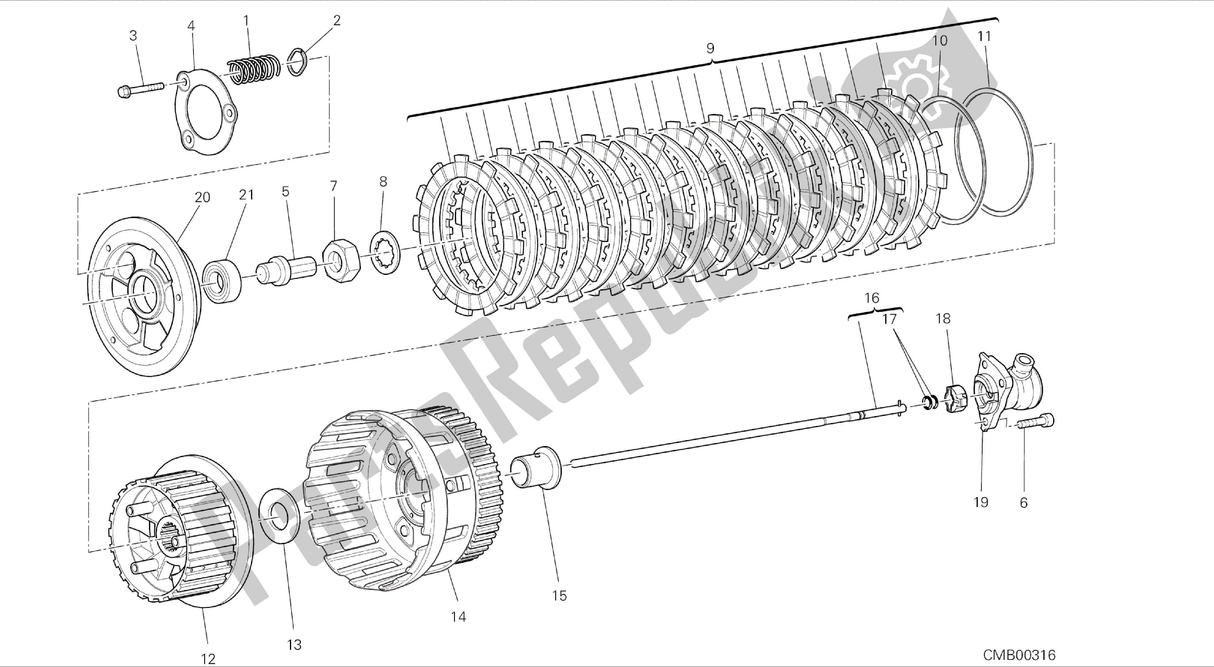 Todas las partes para Dibujo 004 - Embrague [mod: Ms1200-a; Xst: Aus, Eur, Fra, Tha] Motor De Grupo de Ducati Multistrada 1200 2014