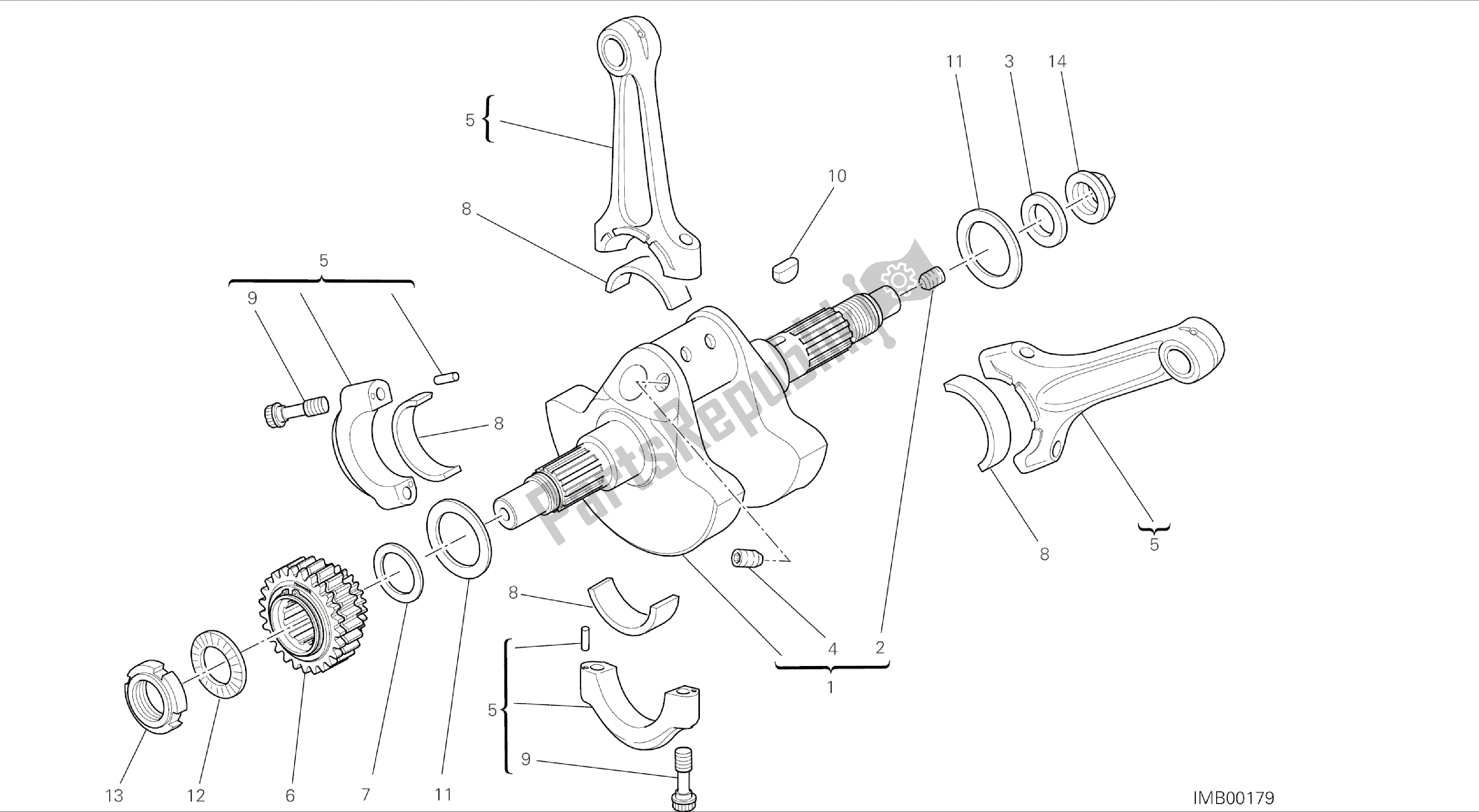 Tutte le parti per il Disegno 006 - Albero Motore [mod: Ms1200-a; Xst: Aus, Eur, Fra, Tha] Gruppo Motore del Ducati Multistrada 1200 2014