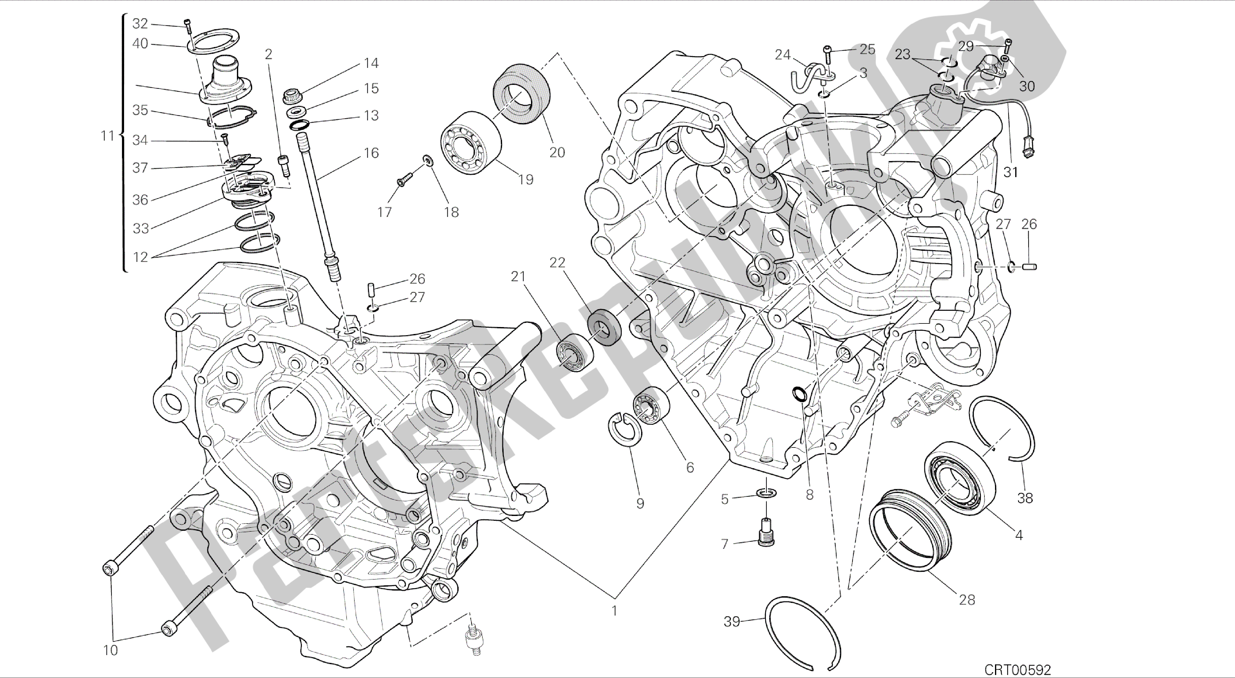 Tutte le parti per il Disegno 010 - Basamento Motore [mod: Ms1200-a; Xst: Aus, Eur, Fra, Tha] Gruppo Motore del Ducati Multistrada 1200 2014