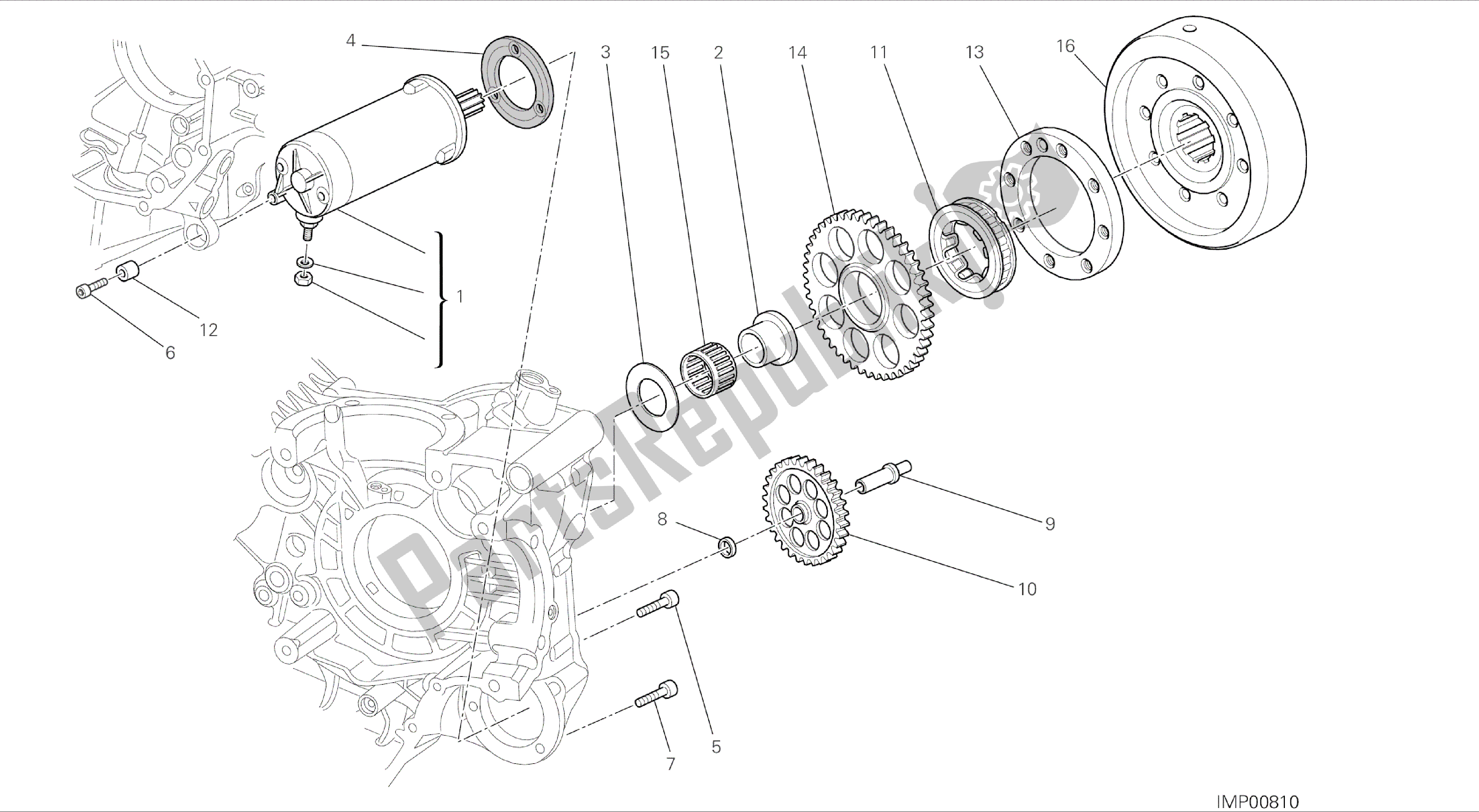 Toutes les pièces pour le Dessin 012 - Démarrage Moteur [mod: Ms1200-a; Xst: Aus, Eur, Fra, Tha] Groupe Moteur du Ducati Multistrada 1200 2014