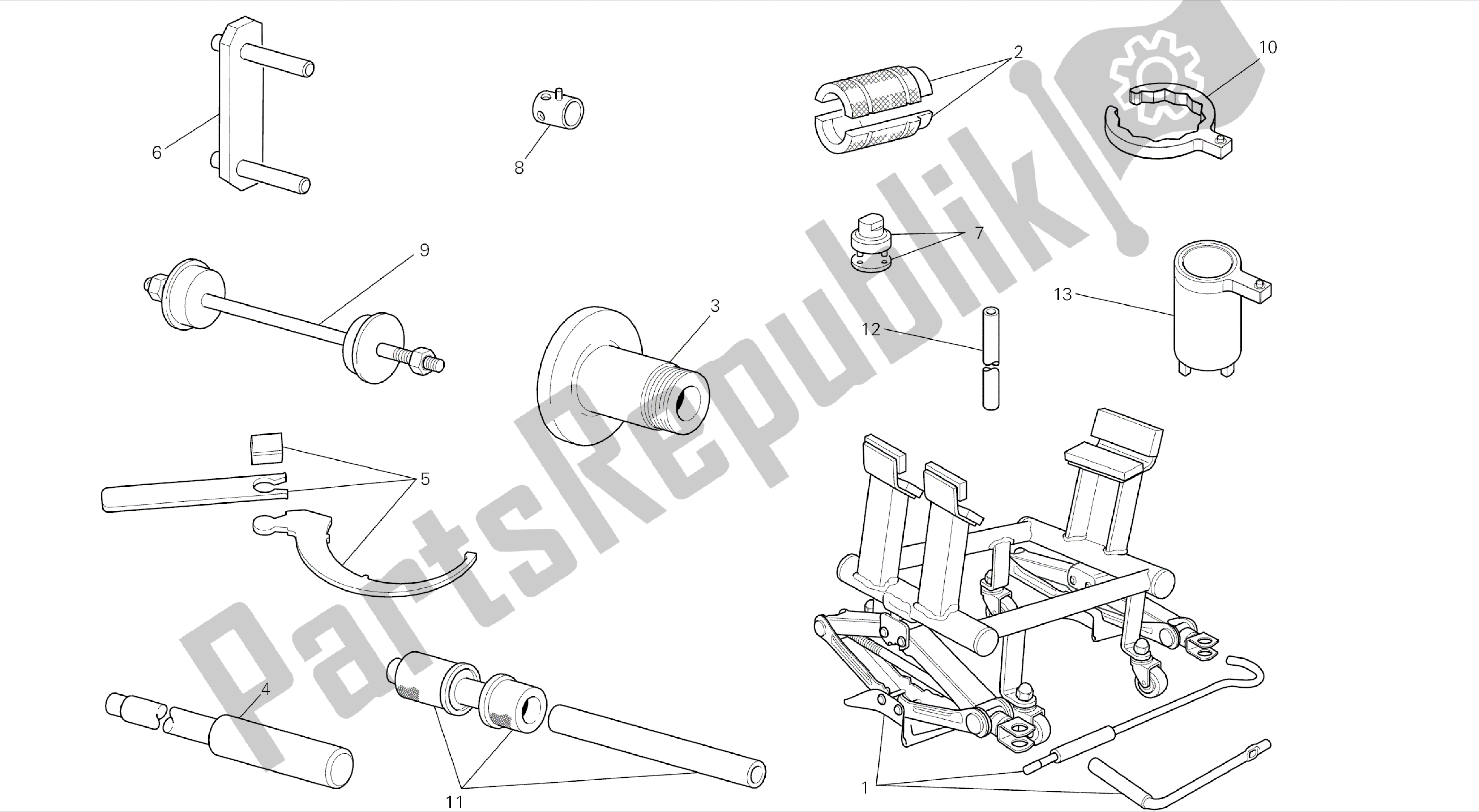 Tutte le parti per il Disegno 01b - Strumenti Di Servizio Per Officina [mod: Ms1200-a; Xst: Aus, Eur, Fra, Tha] Strumenti Di Gruppo del Ducati Multistrada 1200 2014