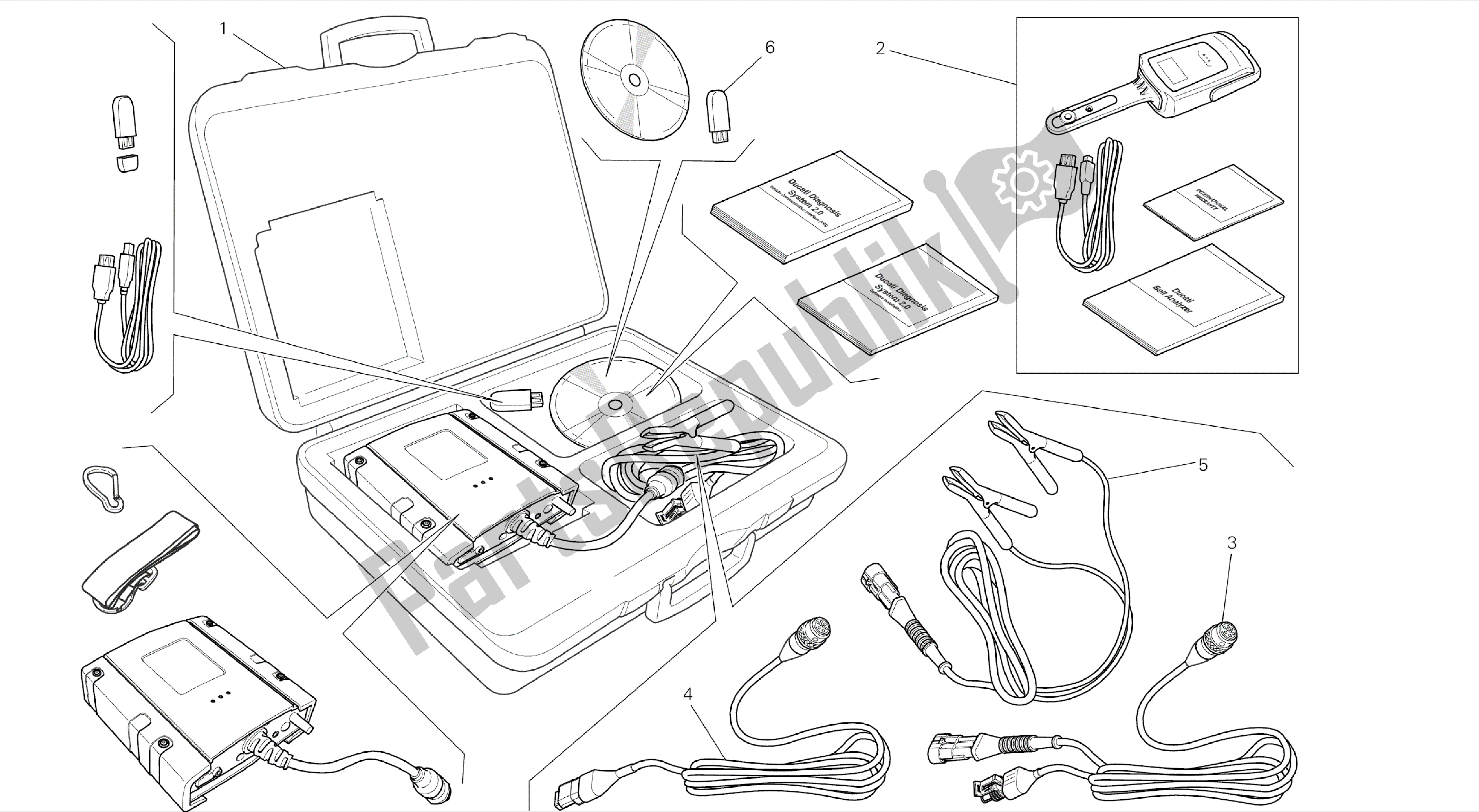 Todas las partes para Dibujo 01c - Probador Dds (2) [mod: Ms1200-a; Xst: Aus, Eur, Fra, Tha] Herramientas De Grupo de Ducati Multistrada 1200 2014