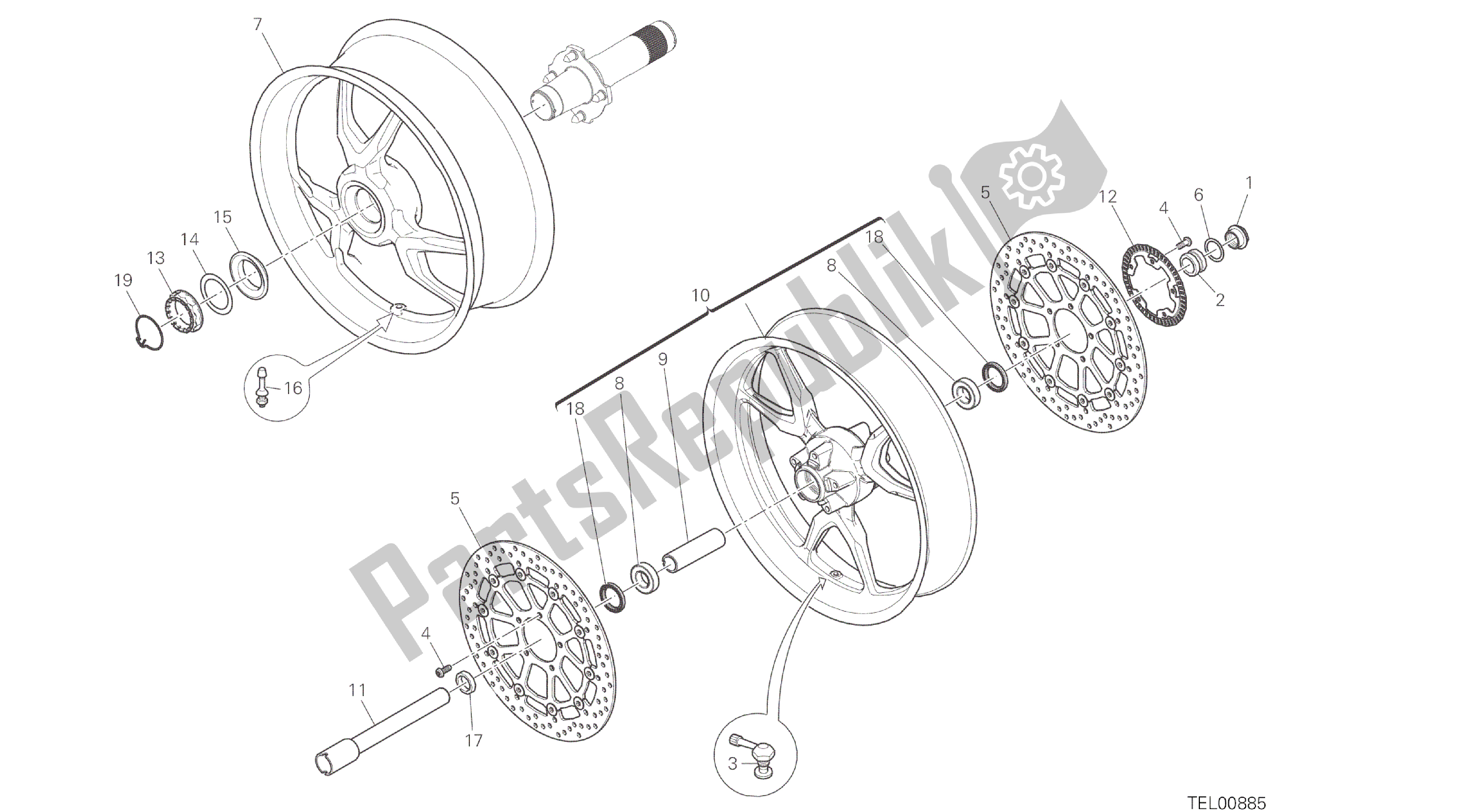 All parts for the Drawing 026 - Wheels [mod:ms1200]group Frame of the Ducati Multistrada ABS 1200 2016