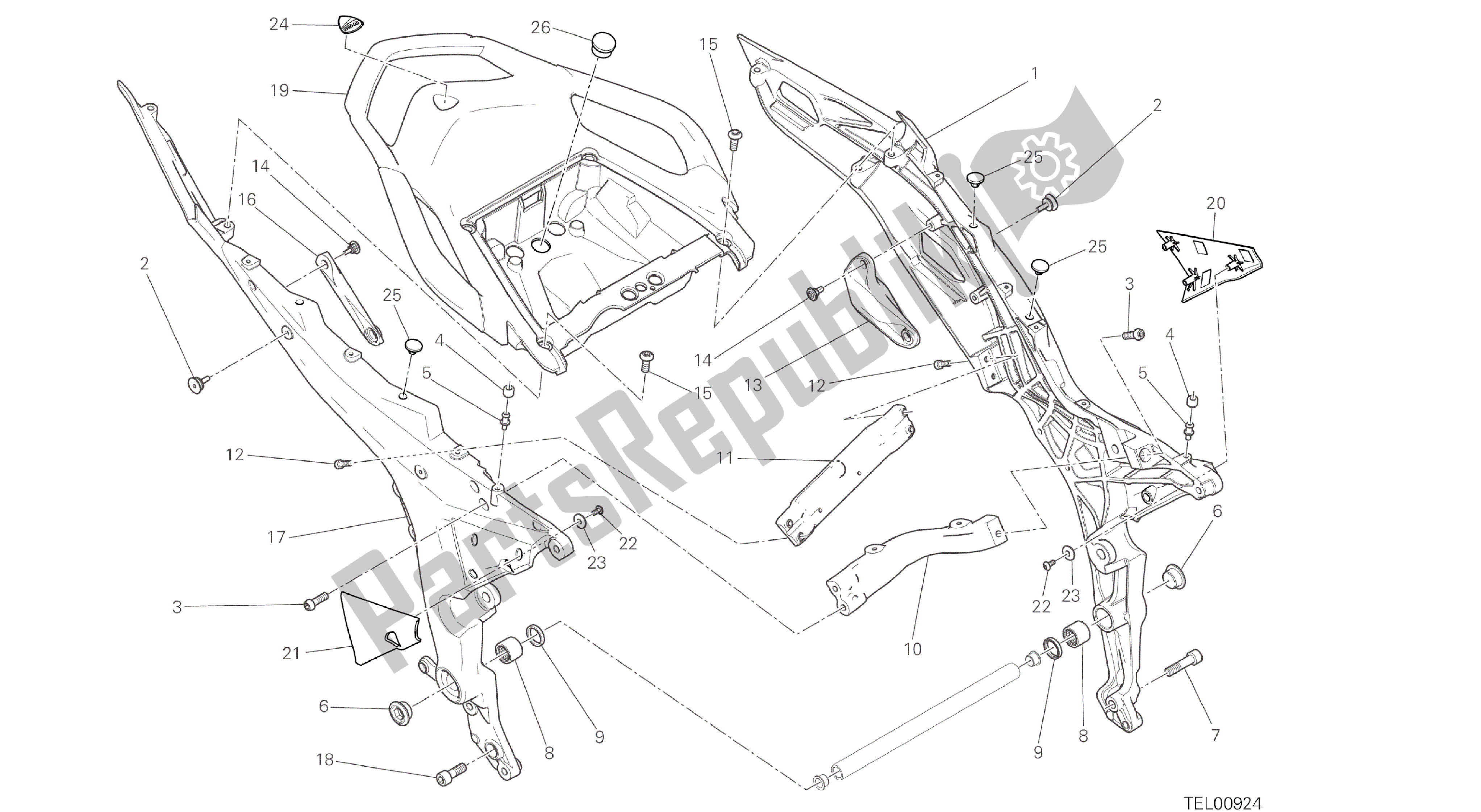 Todas las partes para Dibujo 027 - Cuadro Trasero Comp. [mod: Ms1200] Marco De Grupo de Ducati Multistrada ABS 1200 2016