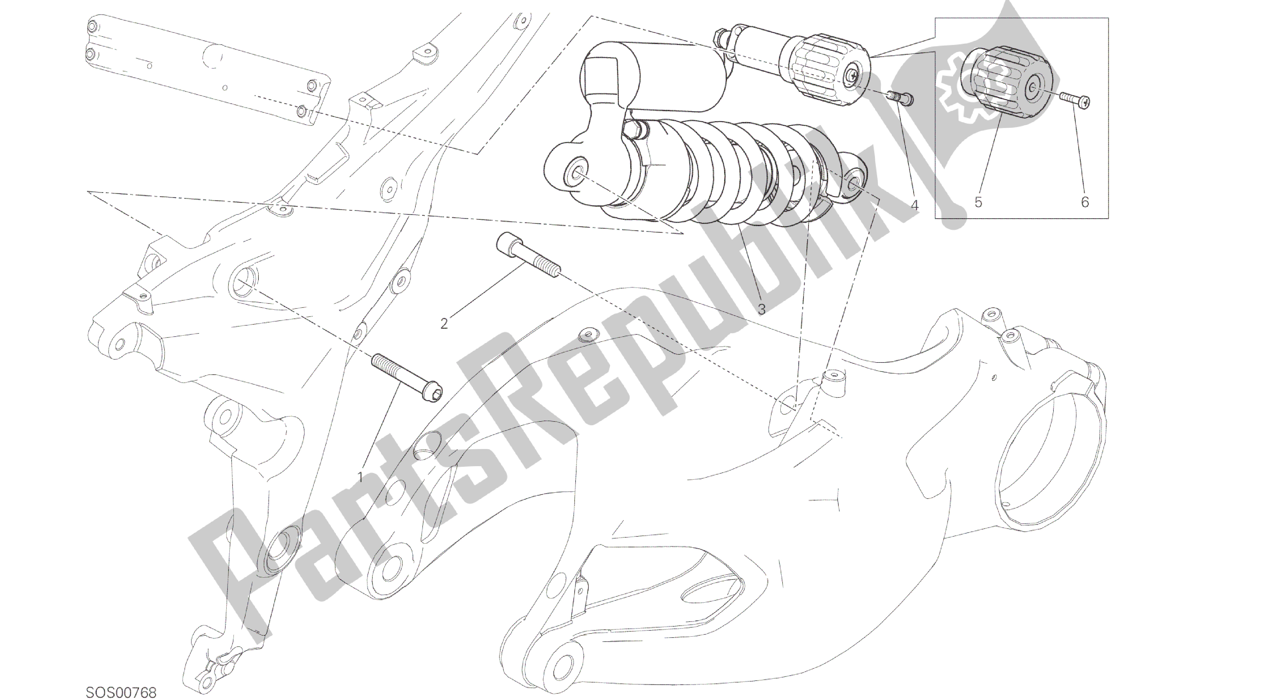 Todas las partes para Dibujo 028 - Bastidor Del Grupo Amortiguador Trasero [mod: Ms1200] de Ducati Multistrada ABS 1200 2016