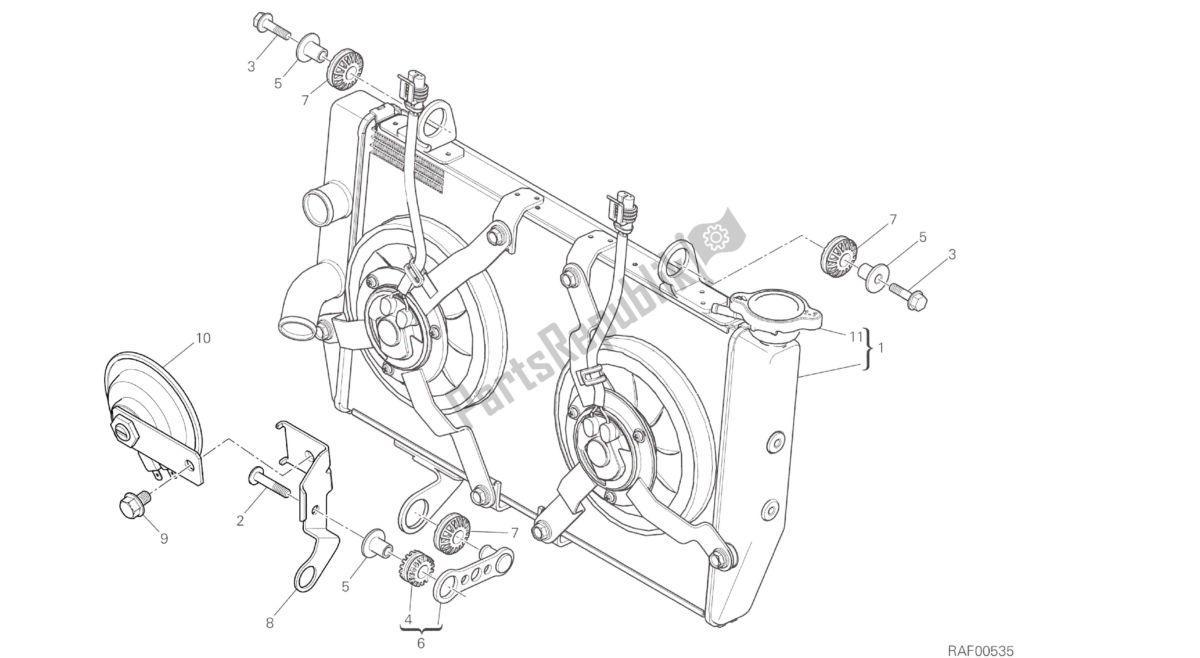 Todas las partes para Dibujo 030 - Marco De Grupo Enfriador De Agua [mod: Ms1200] de Ducati Multistrada ABS 1200 2016
