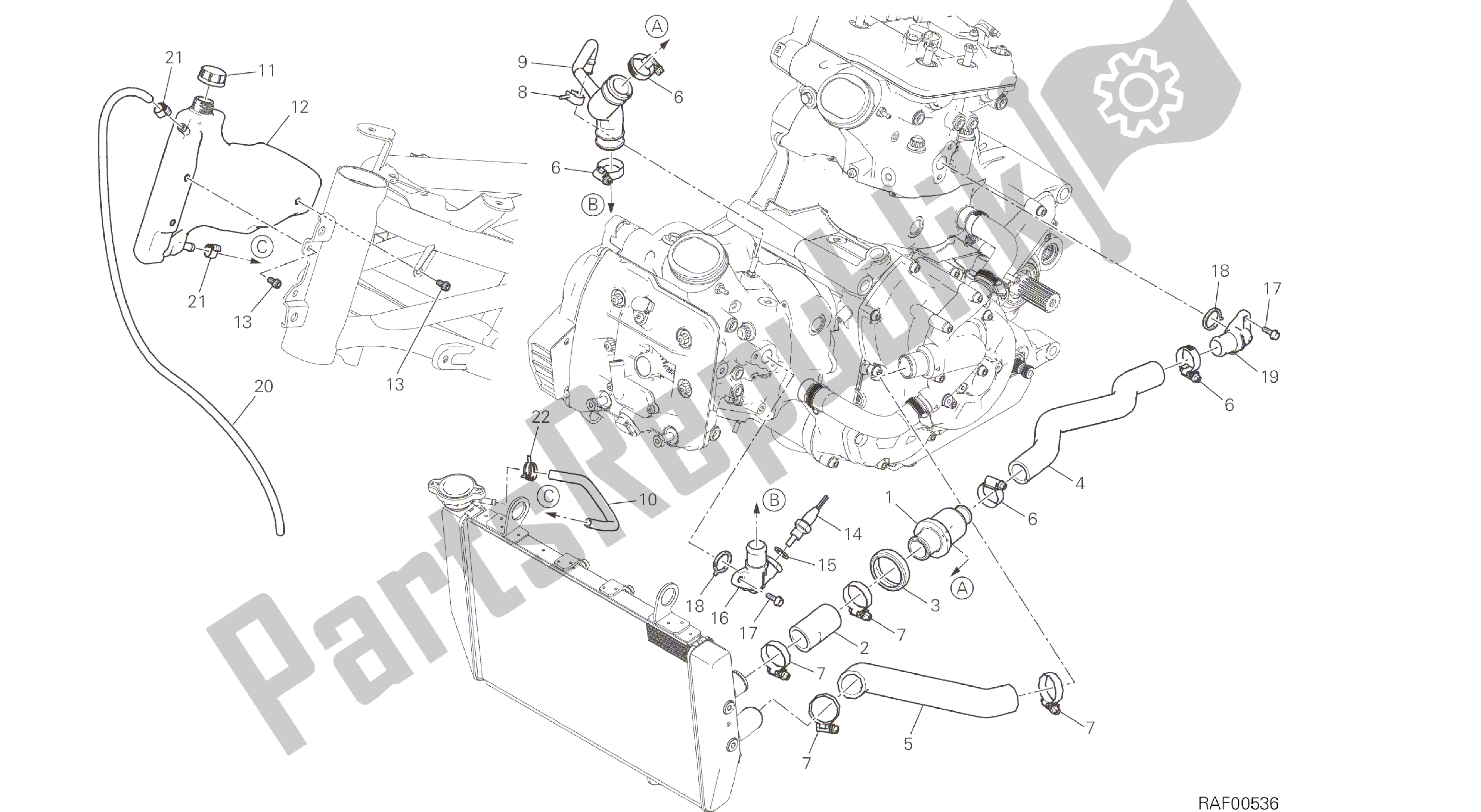 Todas las partes para Dibujo 031 - Trama De Grupo Del Circuito De Refrigeración [mod: Ms1200] de Ducati Multistrada ABS 1200 2016