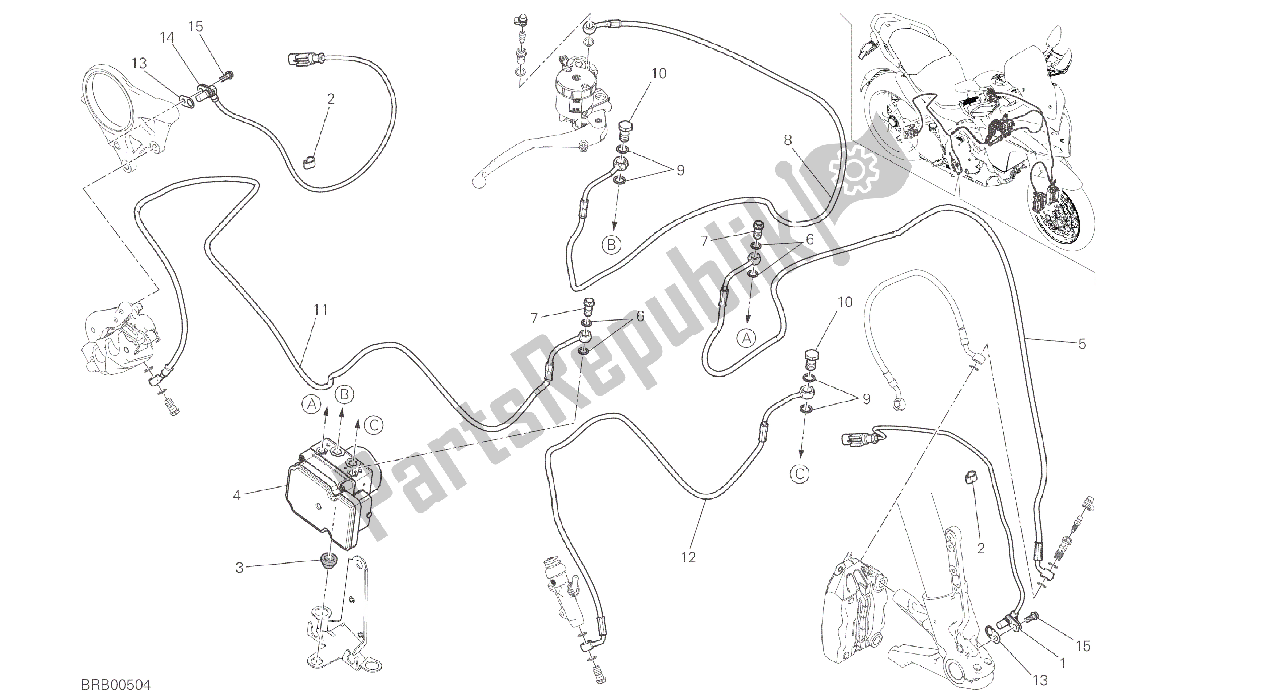 Todas las partes para Dibujo 24a - Sistema De Frenos Abs [mod: Ms1200] Cuadro De Grupo de Ducati Multistrada ABS 1200 2016