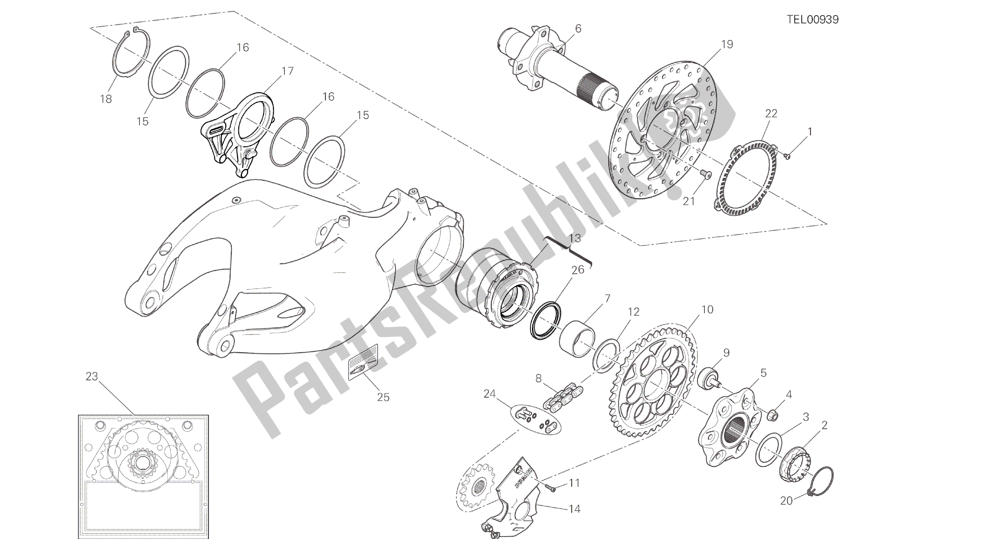 Todas las partes para Dibujo 26a - Cubo, Rueda Trasera [mod: Ms1200] Marco De Grupo de Ducati Multistrada ABS 1200 2016